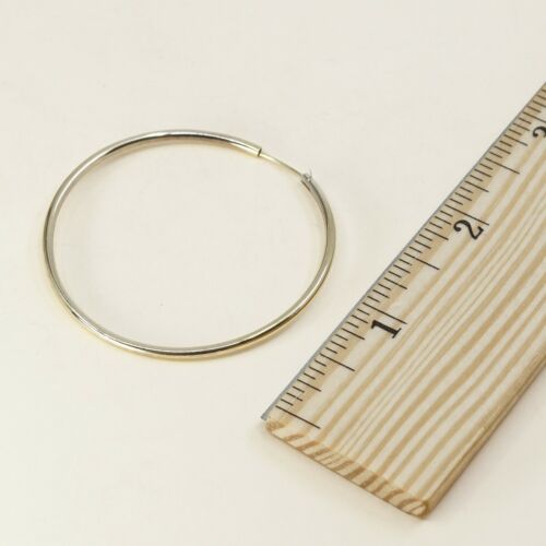 2", Vintage Gold Over Sterling Silver Handmade Earrings, 925 Silver Huge Hoops