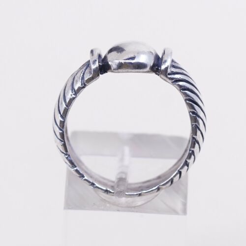 Size 7.75, Vtg Sterling Silver Handmade Ring 925 Silver Band w/ Rope Texture