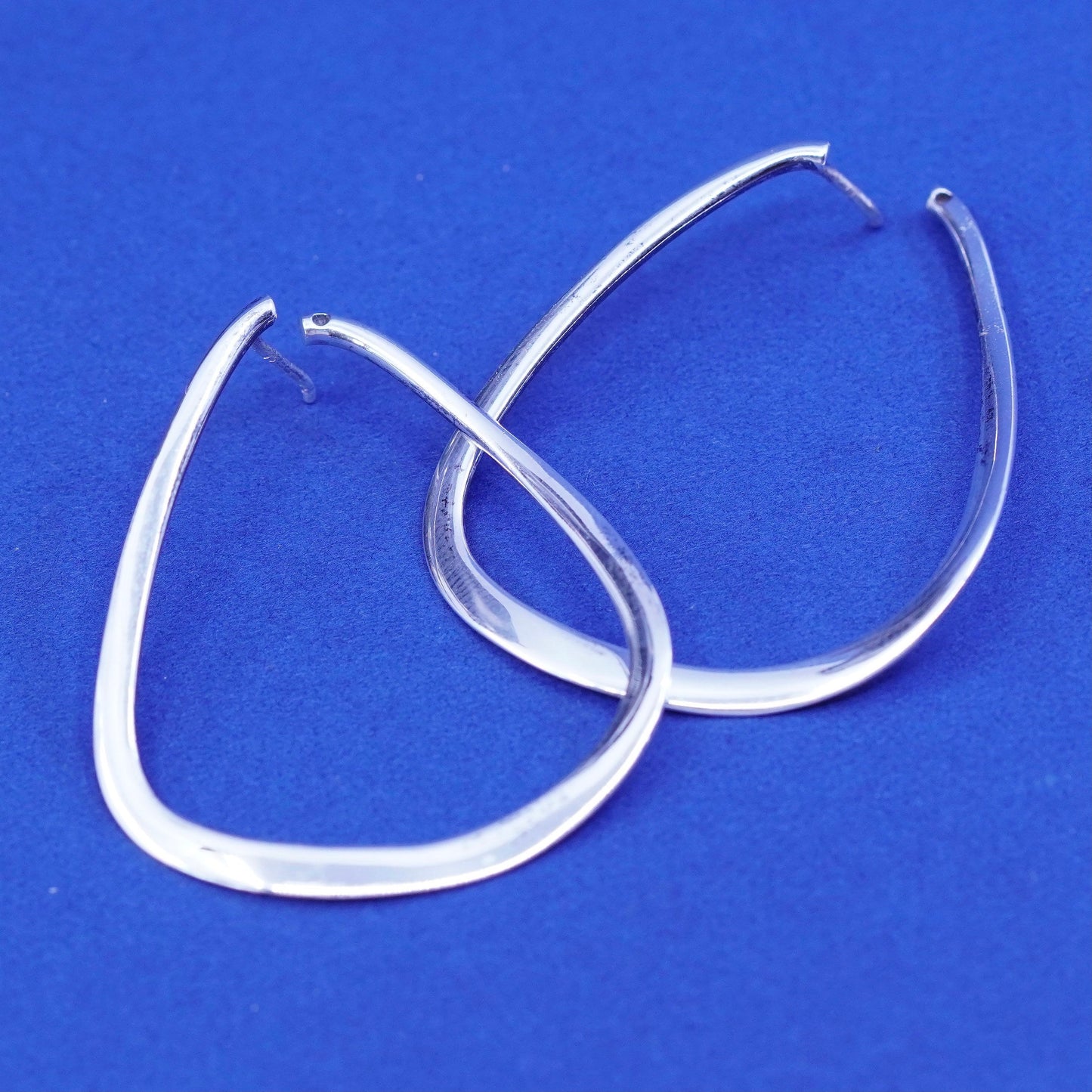 1.25”, vintage twisted Sterling silver hoop earrings, 925 huggie