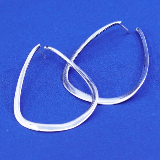 1.25”, vintage twisted Sterling silver hoop earrings, 925 huggie