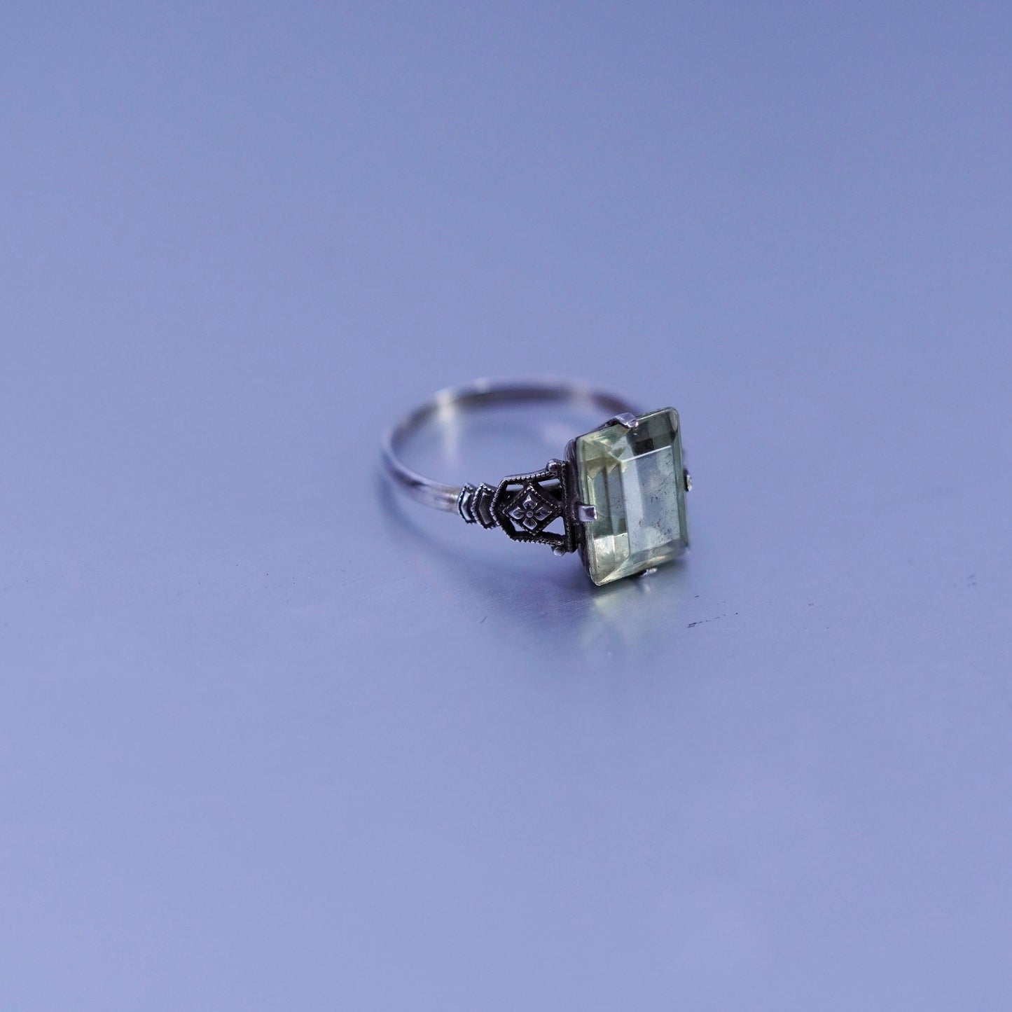 Size 7, vintage USA Sterling 925 silver handmade ring with citrine