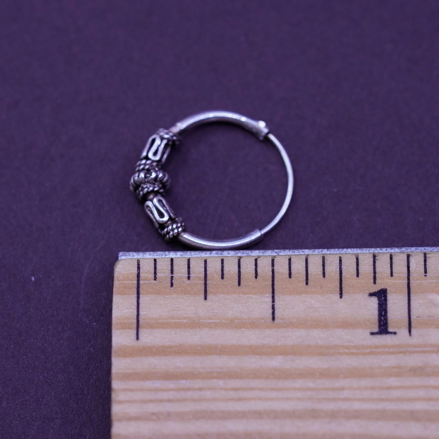 0.5”, vintage Sterling silver handmade earrings, textured 925 hoops