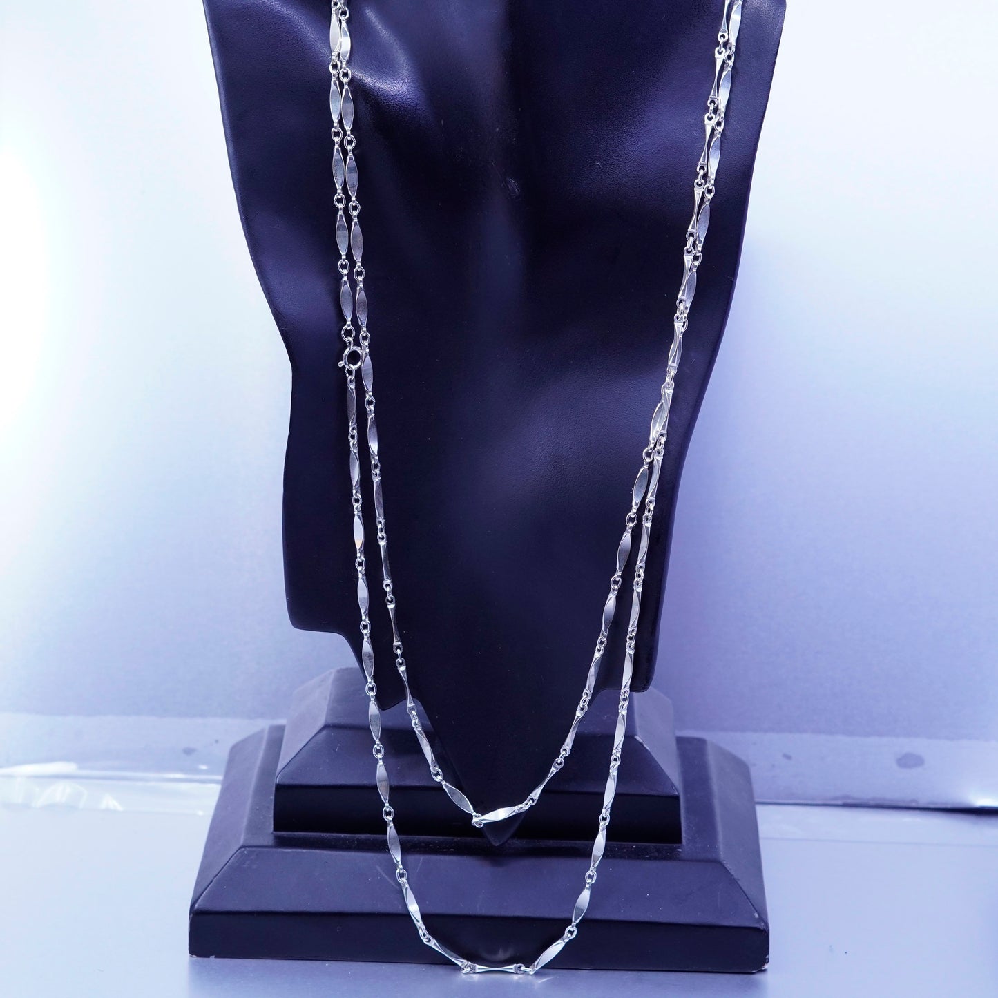 52”, vintage Sterling 925 silver handmade elongated chain extra long necklace