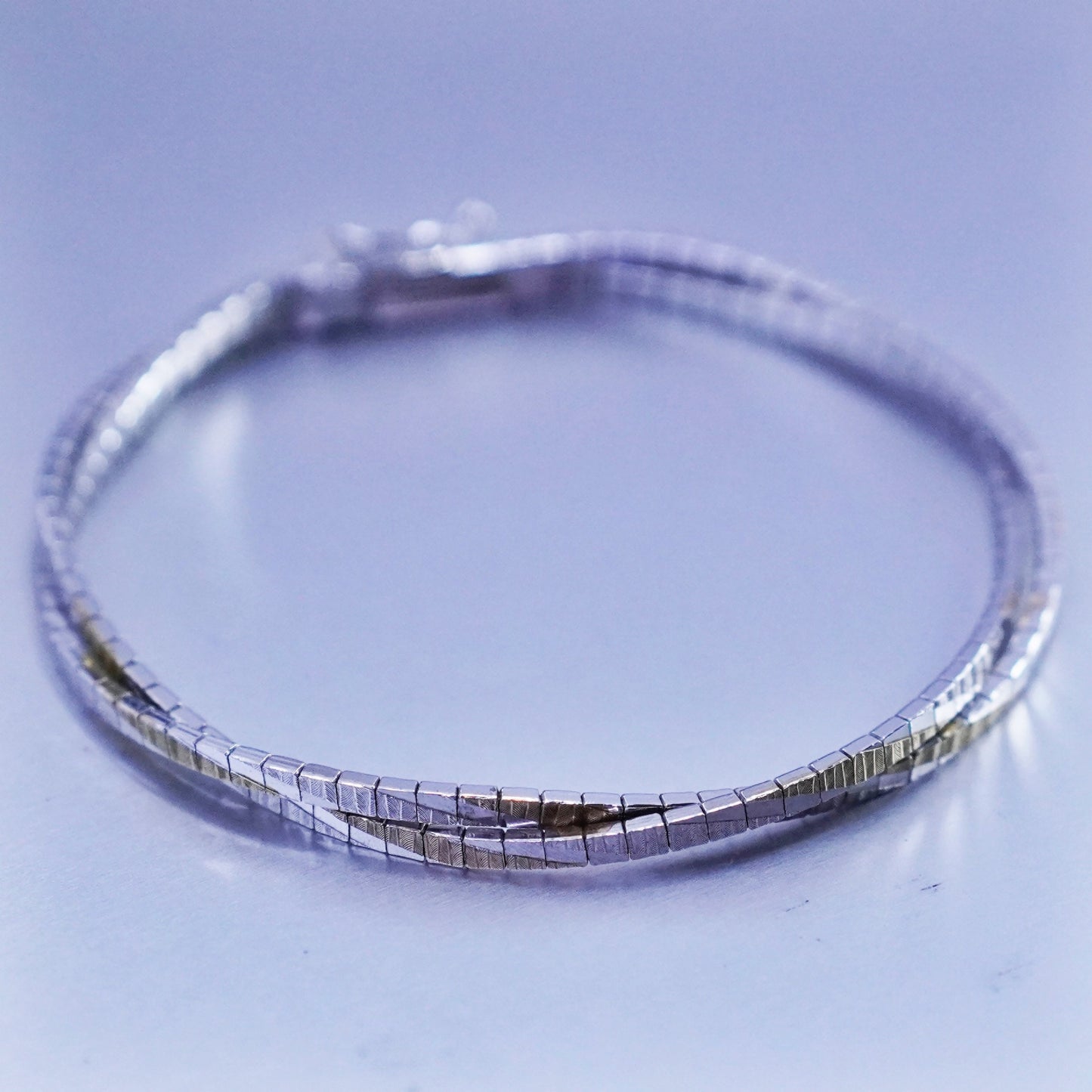 6.75”, Italy triple Sterling 925 silver bracelet, twisted entwined omega chain
