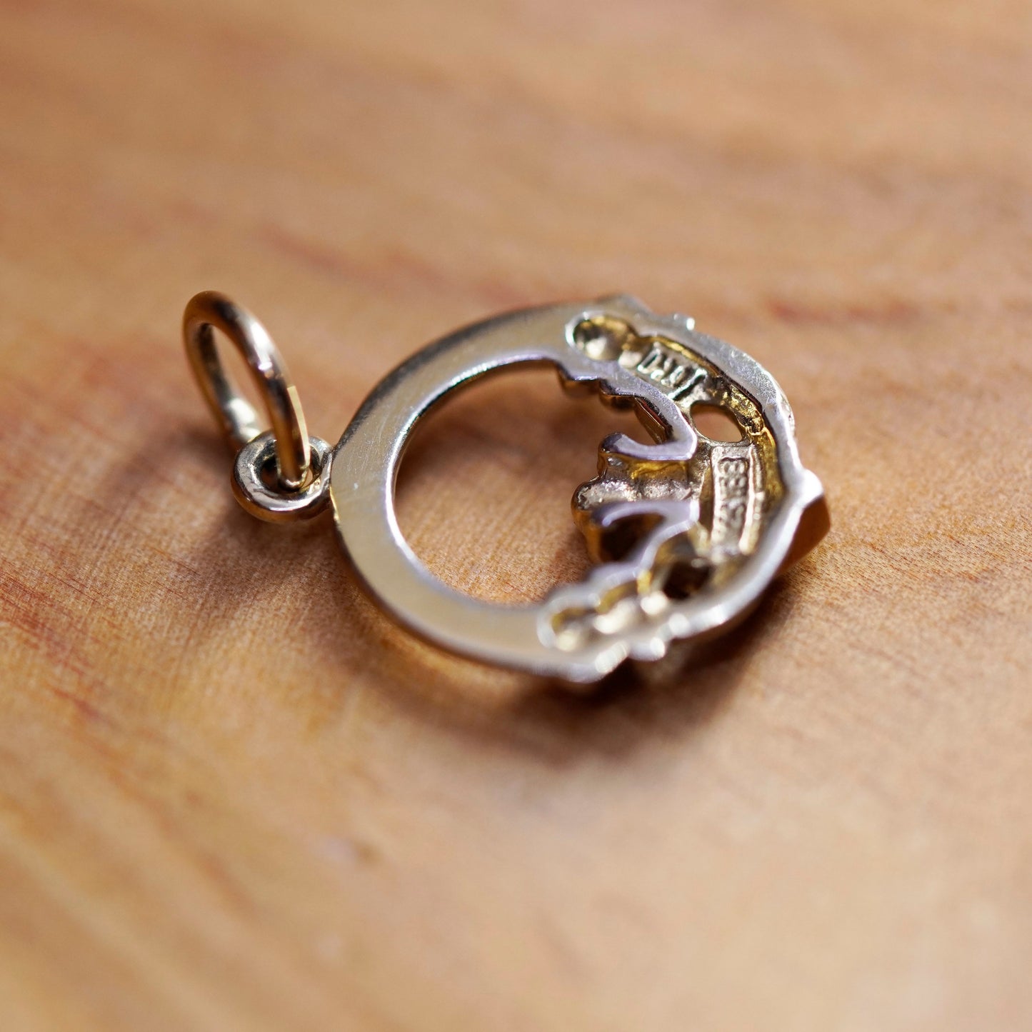 vermeil gold over sterling silver claddagh pendant, holding heart 925 charm