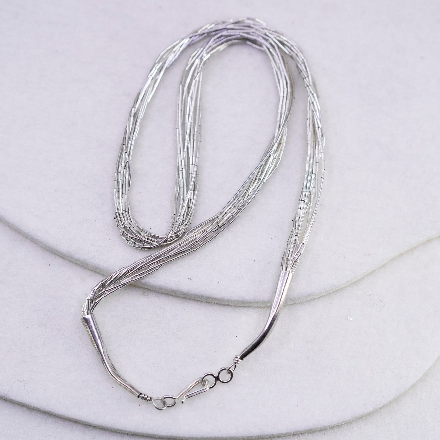 16”, liquid Sterling silver 10 strands necklace, Native American handmade chain