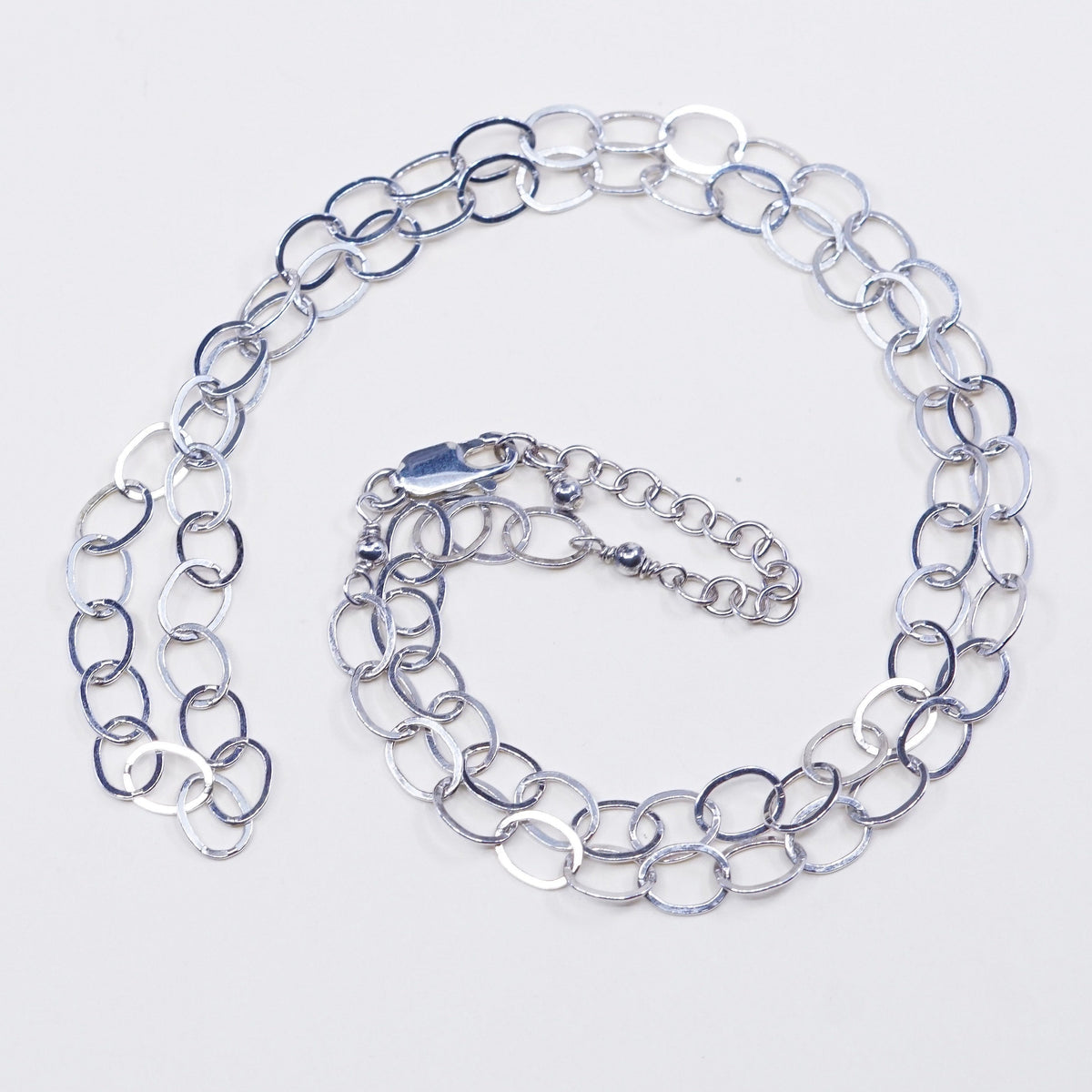 20”, 6mm, Vintage sterling silver flatten circle chain, Italy 925 necklace