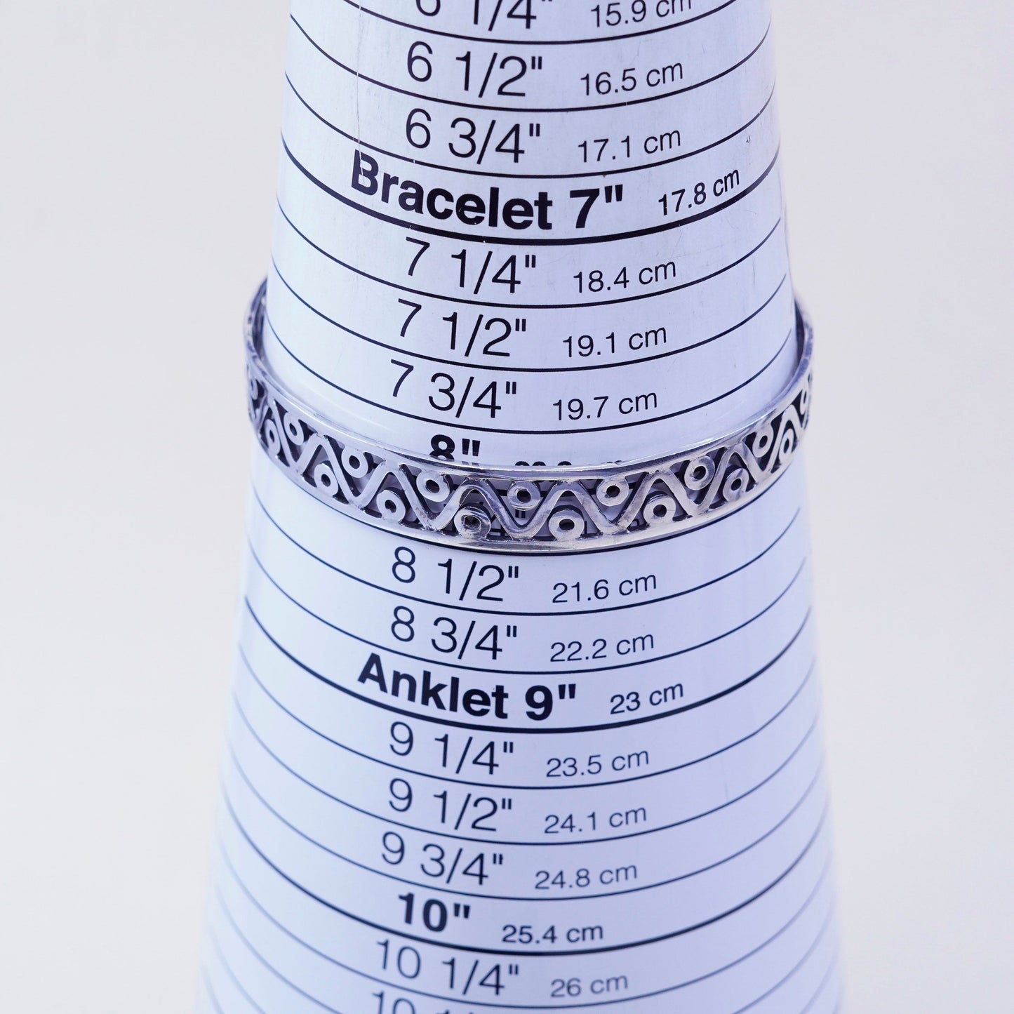 8”, vintage Taxco sterling silver handmade bracelet, 925 bangle with filigree