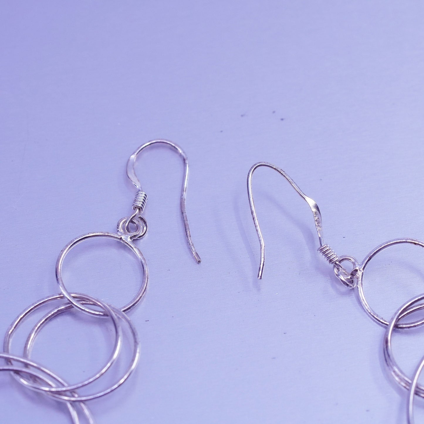 Vintage Sterling 925 silver handmade entwined circle earrings