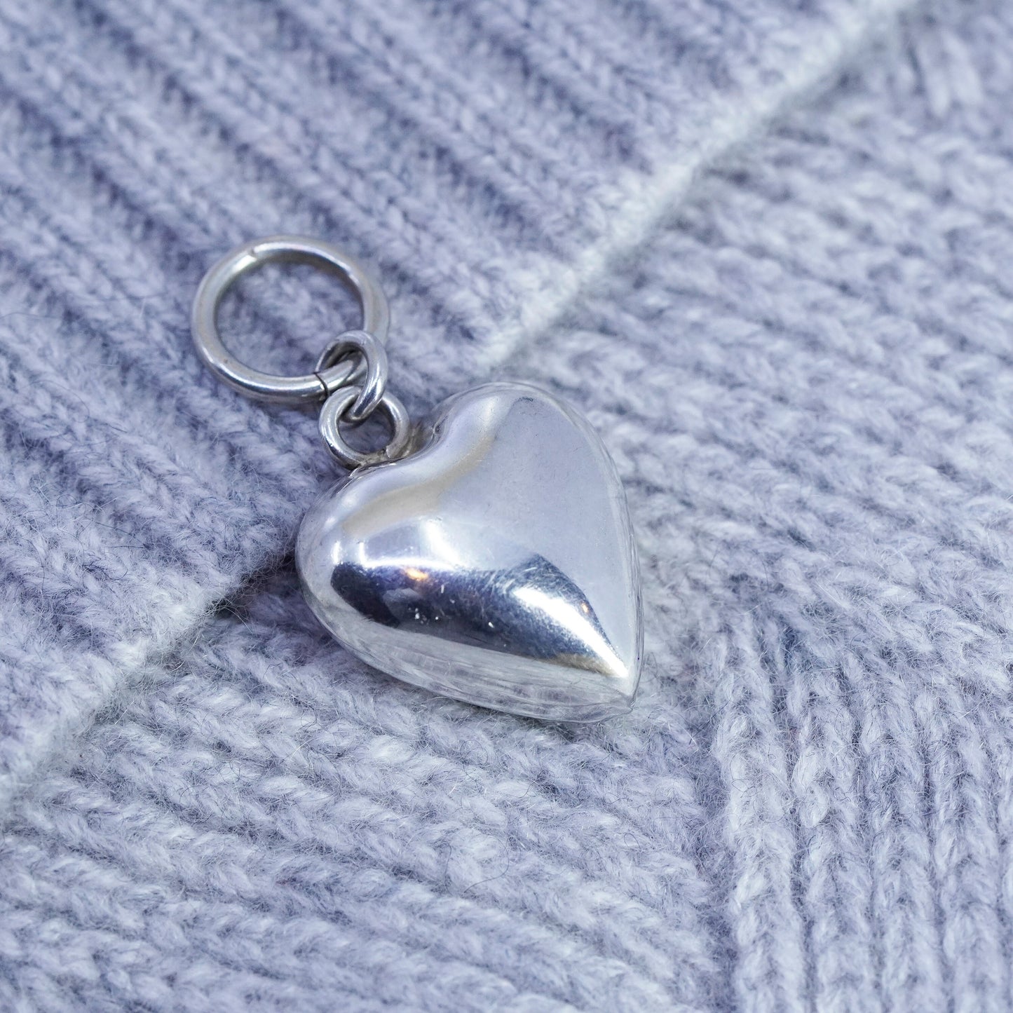 antique sterling 925 silver handmade puffy heart pendant
