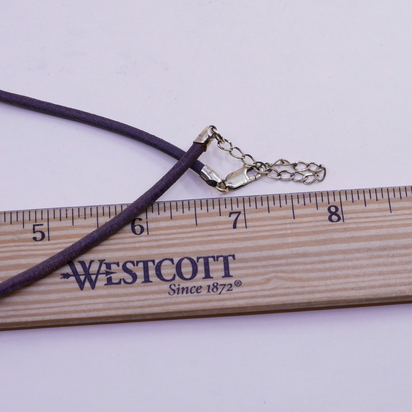 16+2”, Vtg 14/20 14K yellow gold Clasp W/ brown Leather Necklace