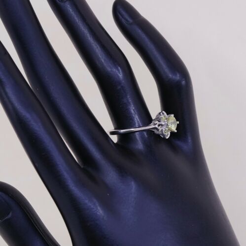 Sz 8, Vtg Sterling Silver handmade Ring, 925 Silver W/ Round Cut citrine
