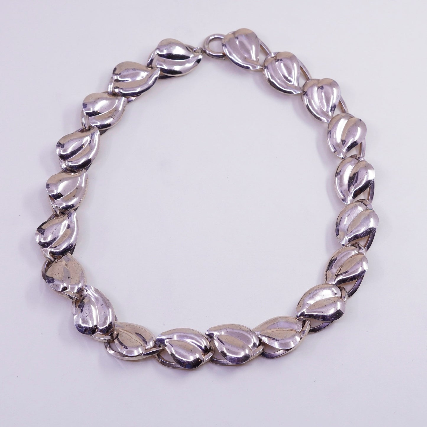 16”, 1950s Napier rose gold over sterling silver necklace, 925 leaf link chain