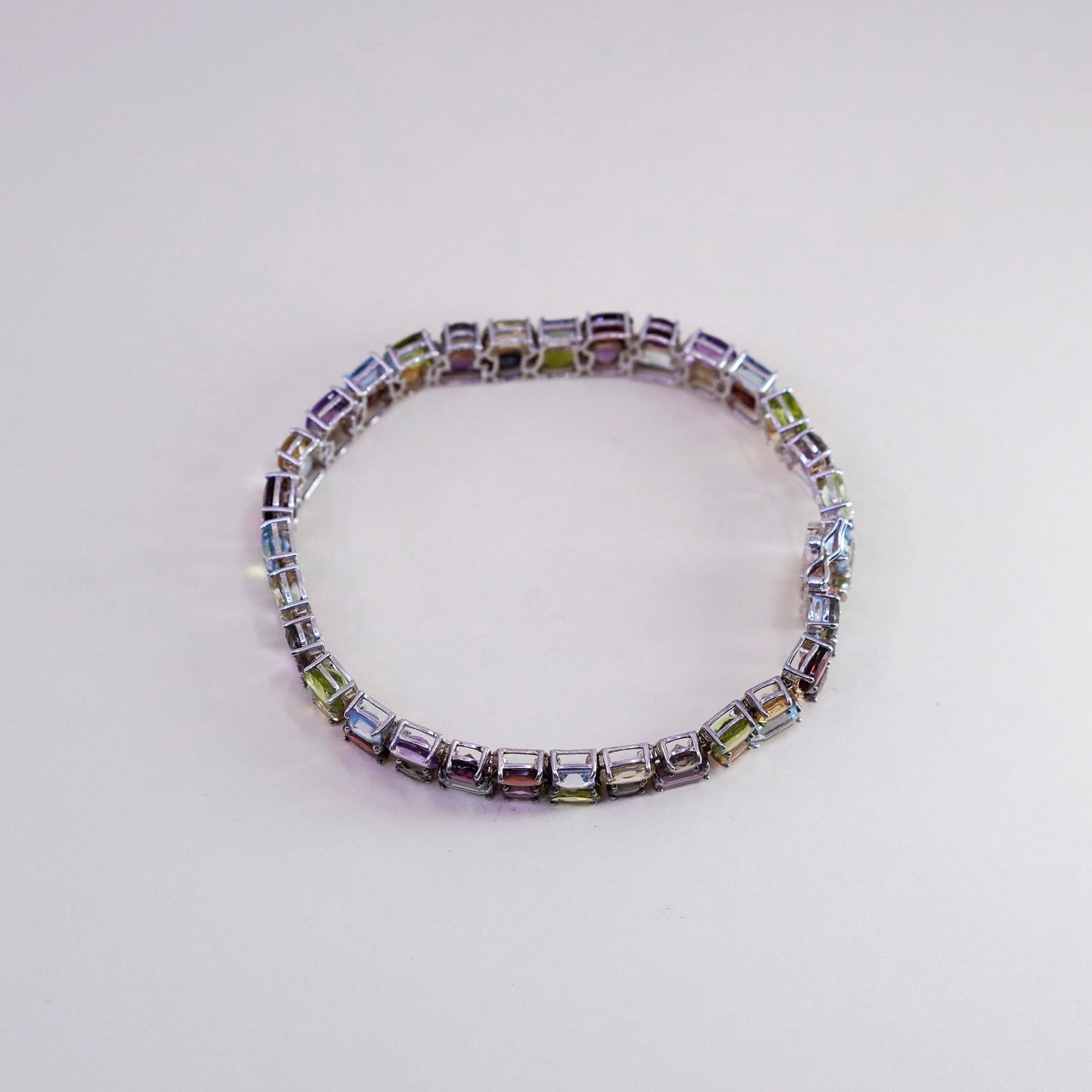 7.5”, vermeil gold over sterling silver tennis bracelet, 925 chain peridot ruby