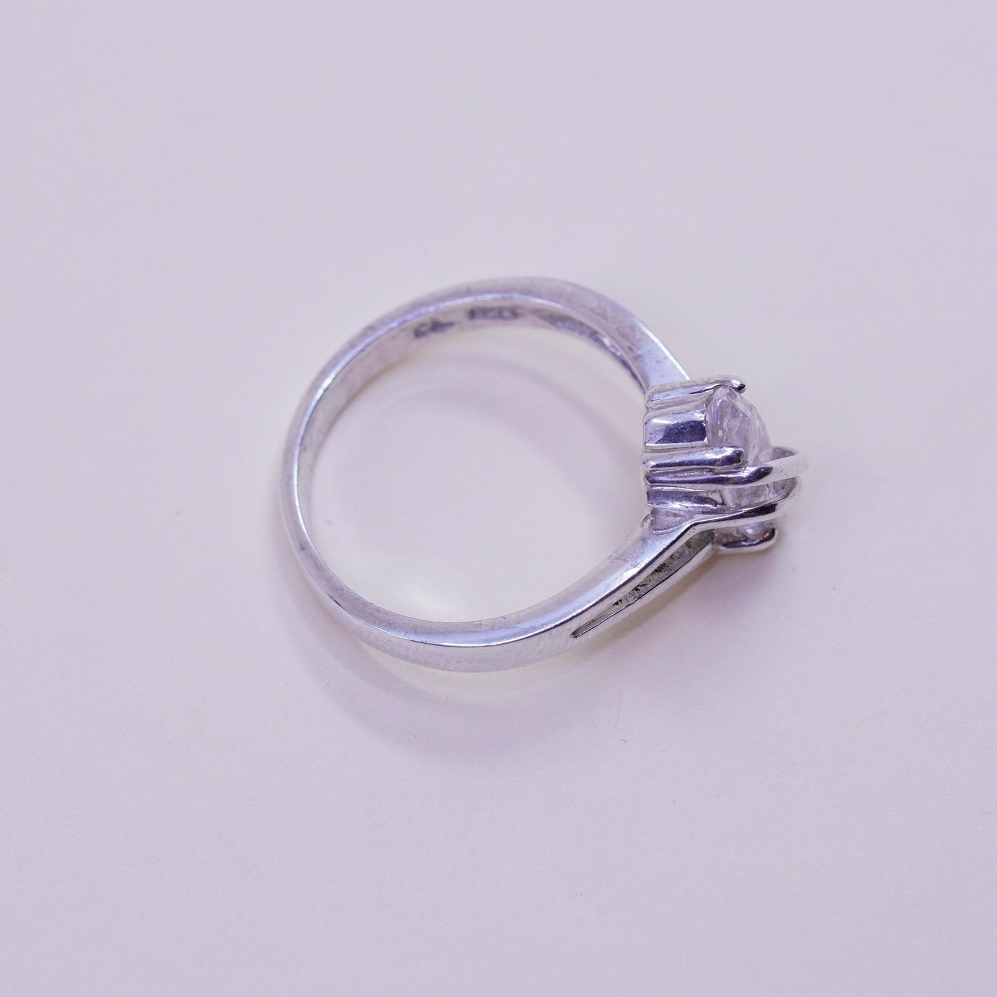 Size 8.25, vintage Sterling 925 silver Statement ring w/ marquise Cz