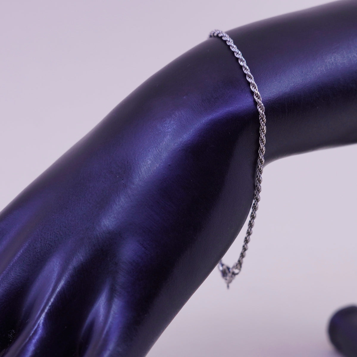 7.25”, 1.6mm, Vintage sterling silver bracelet, Italy made 925 rope chain