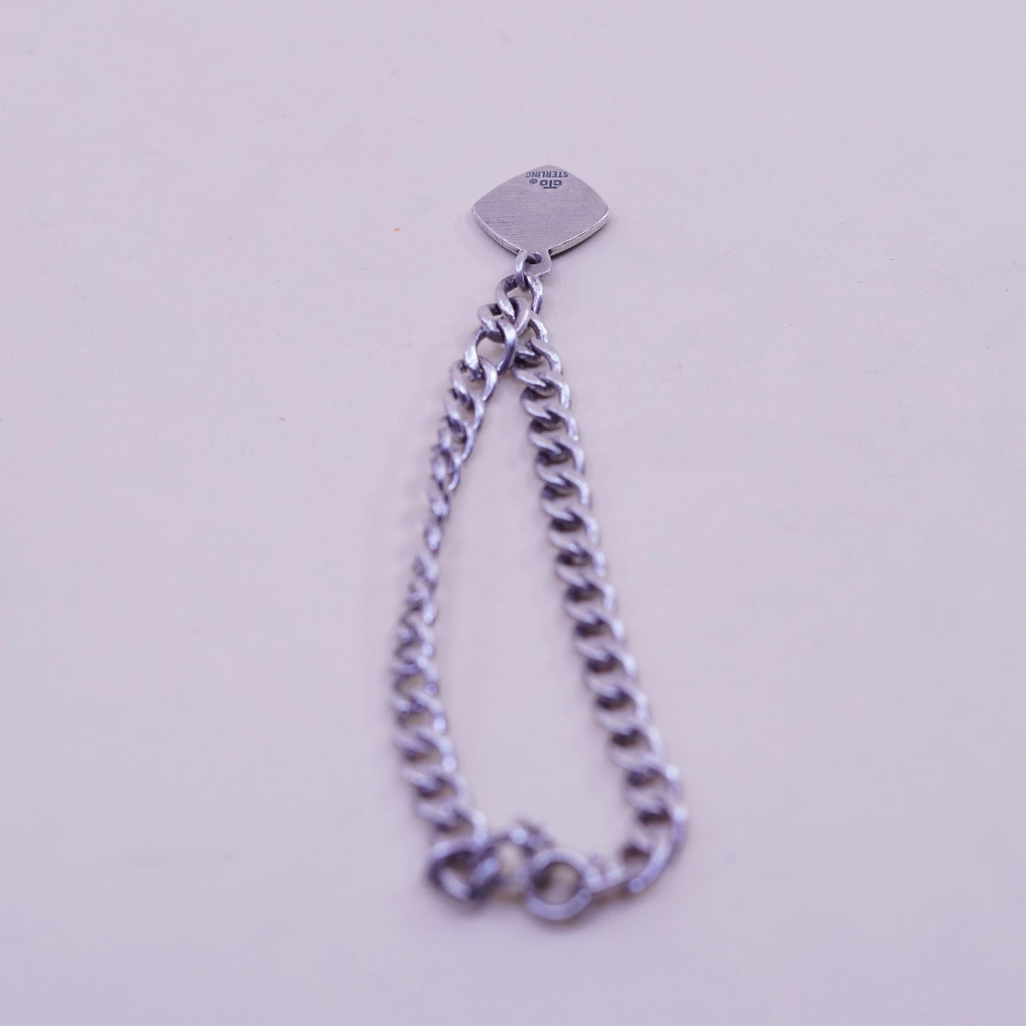6.75”, Vintage sterling 925 silver curb bracelet w/ north star pole star charm