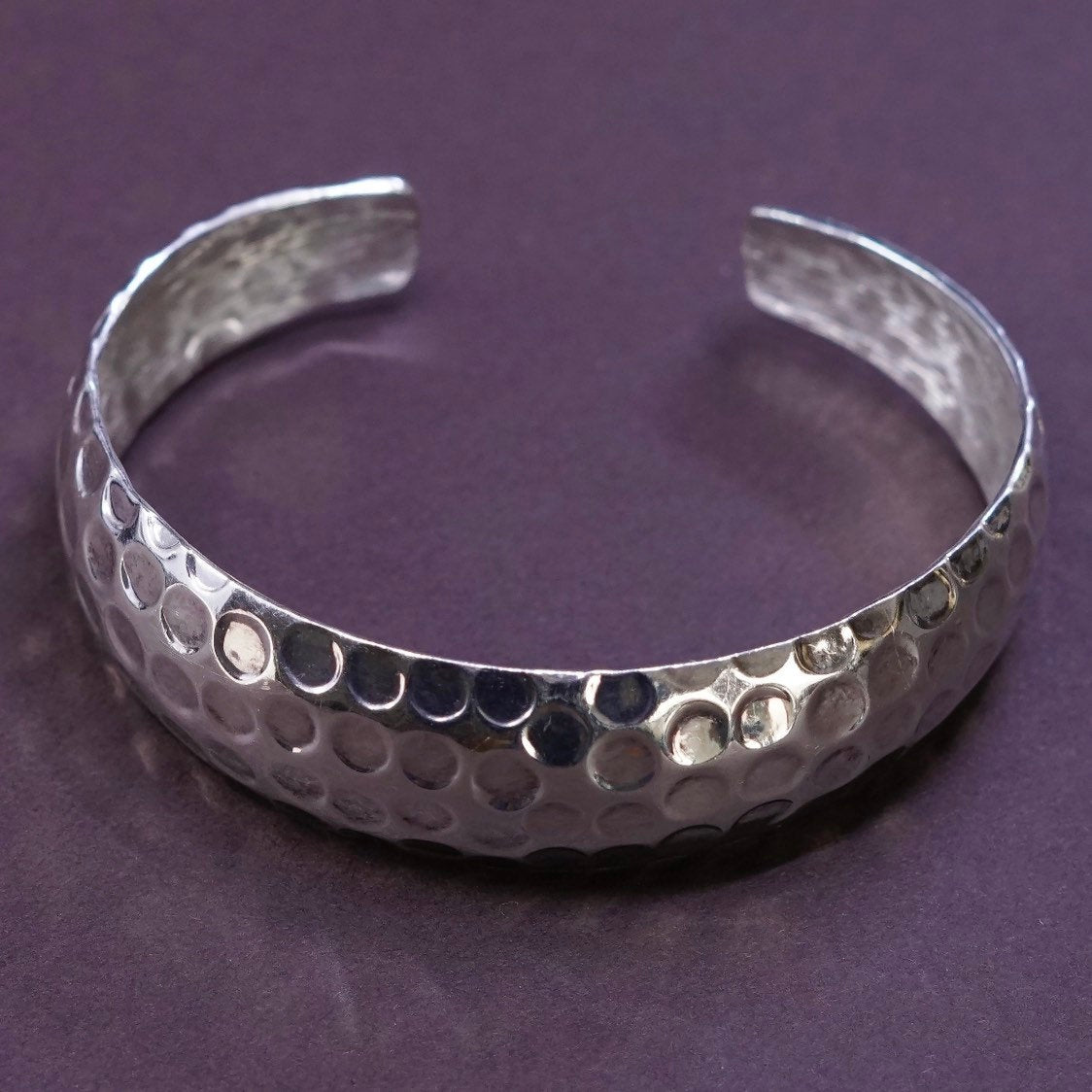 6.25", vtg Sterling silver handmade bracelet, mexico 925 cuff w/ hammered