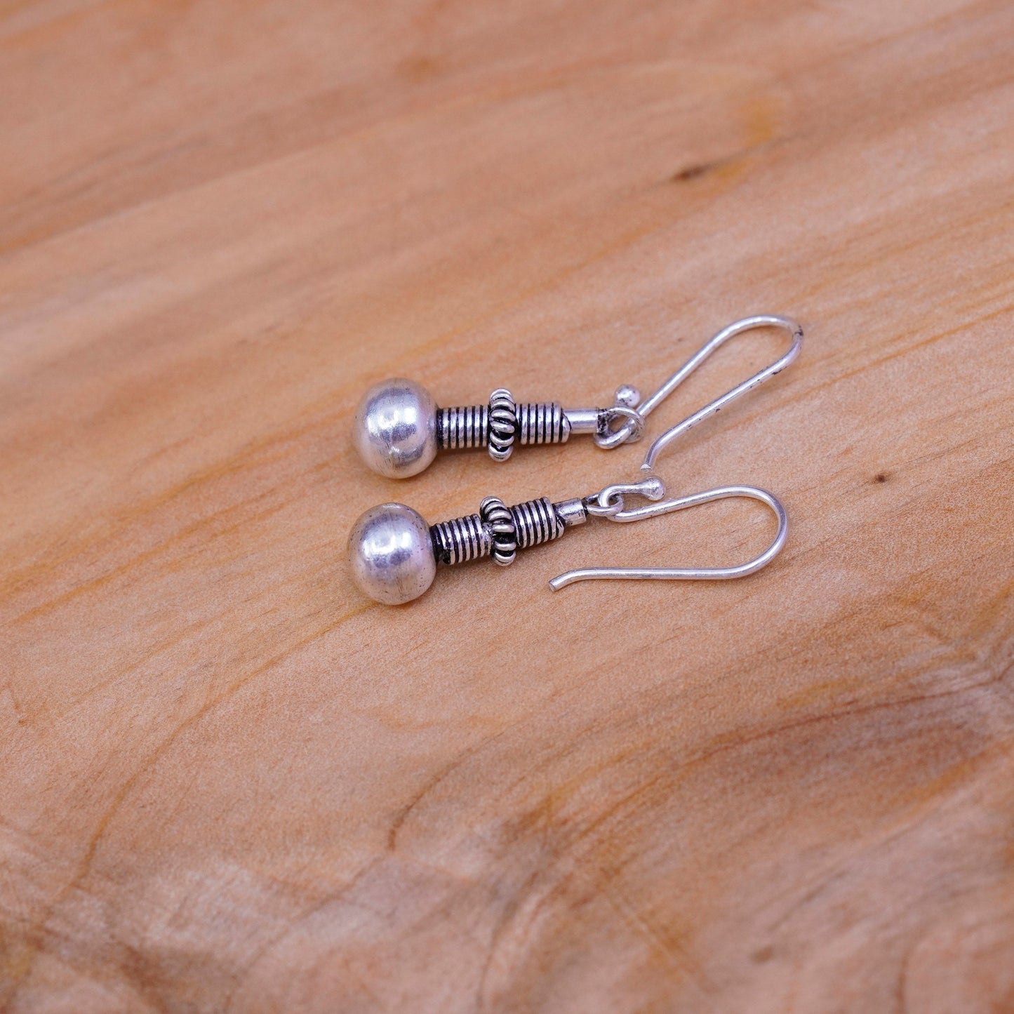 Vintage Sterling silver handmade earrings, 925 beads drops
