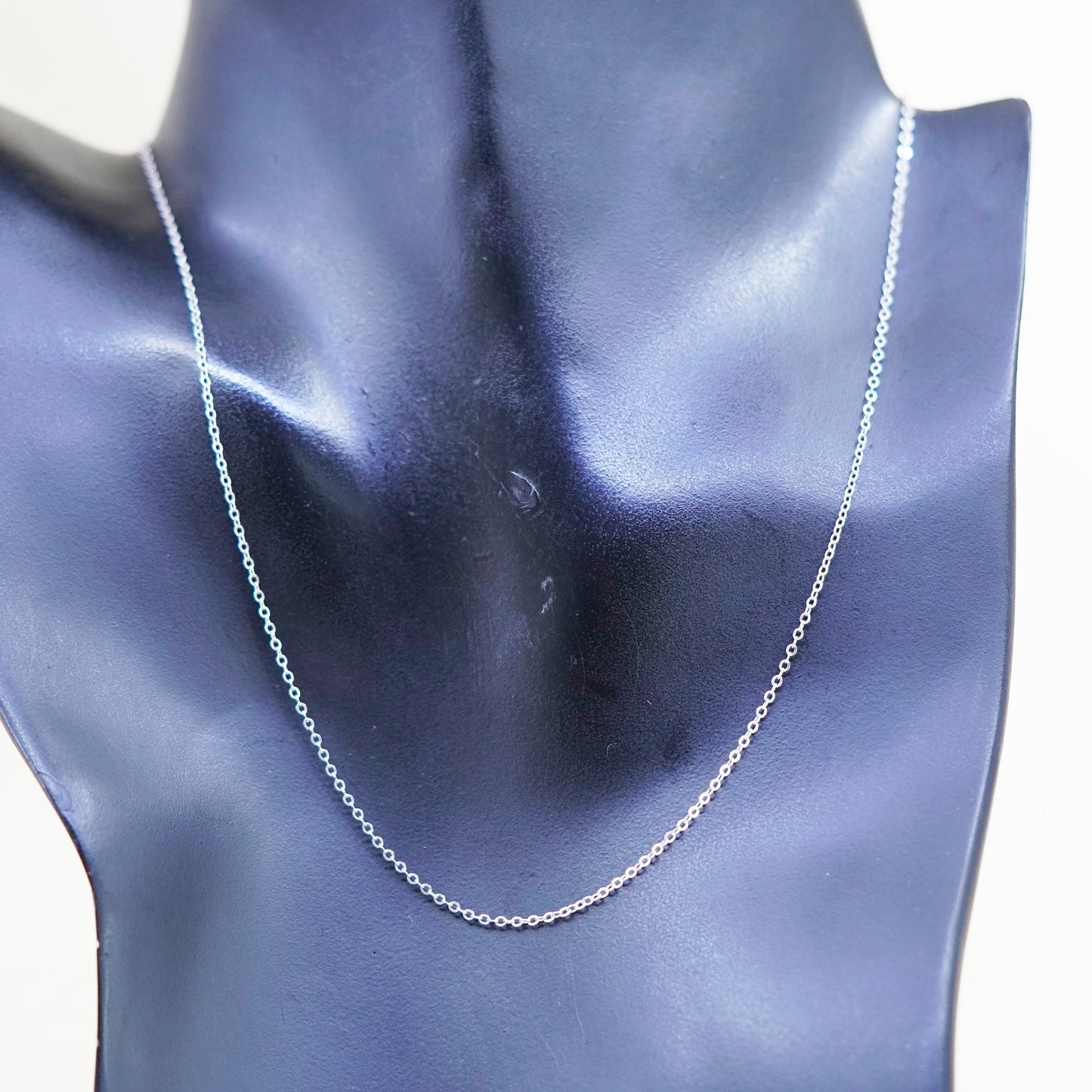 16” 1mm, Vintage Italian sterling 925 silver flatten circle chain, necklace
