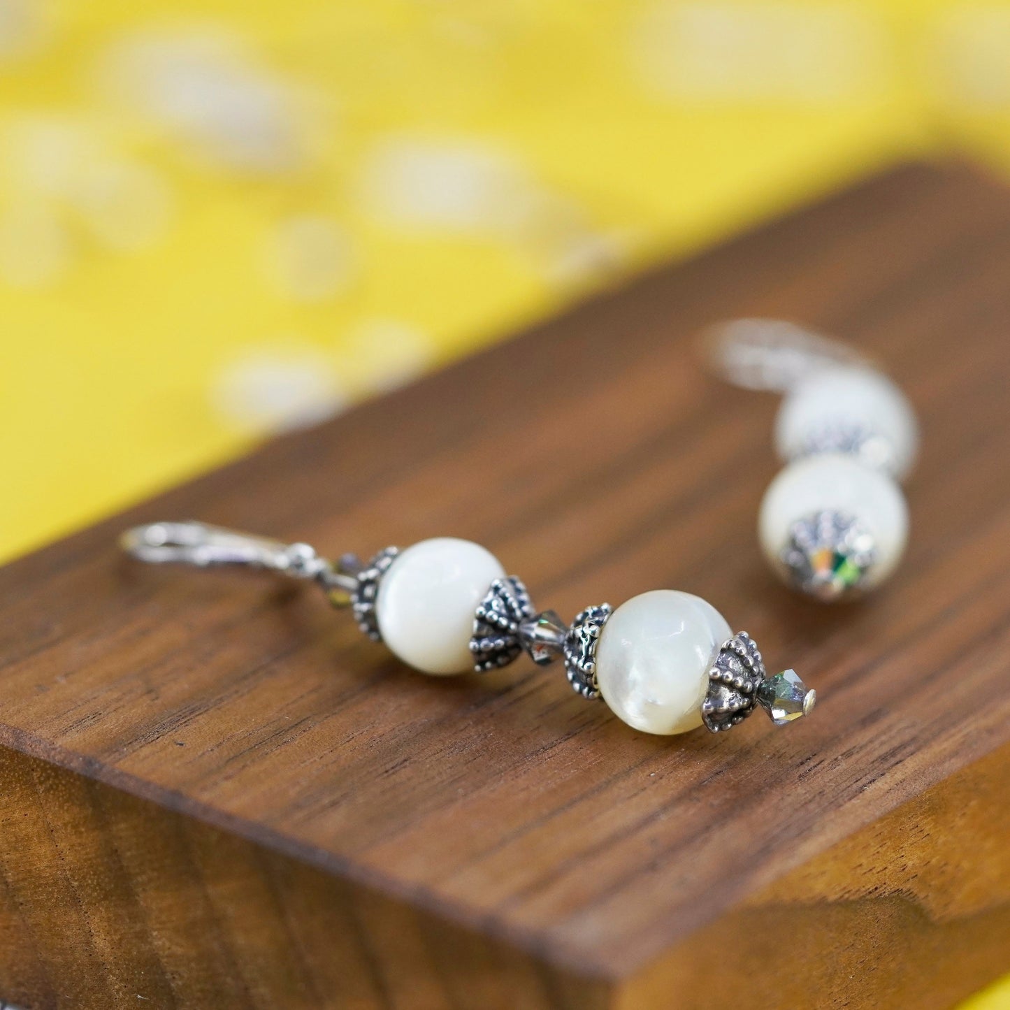 Vintage Sterling silver 925 handmade earrings with moonstone beads