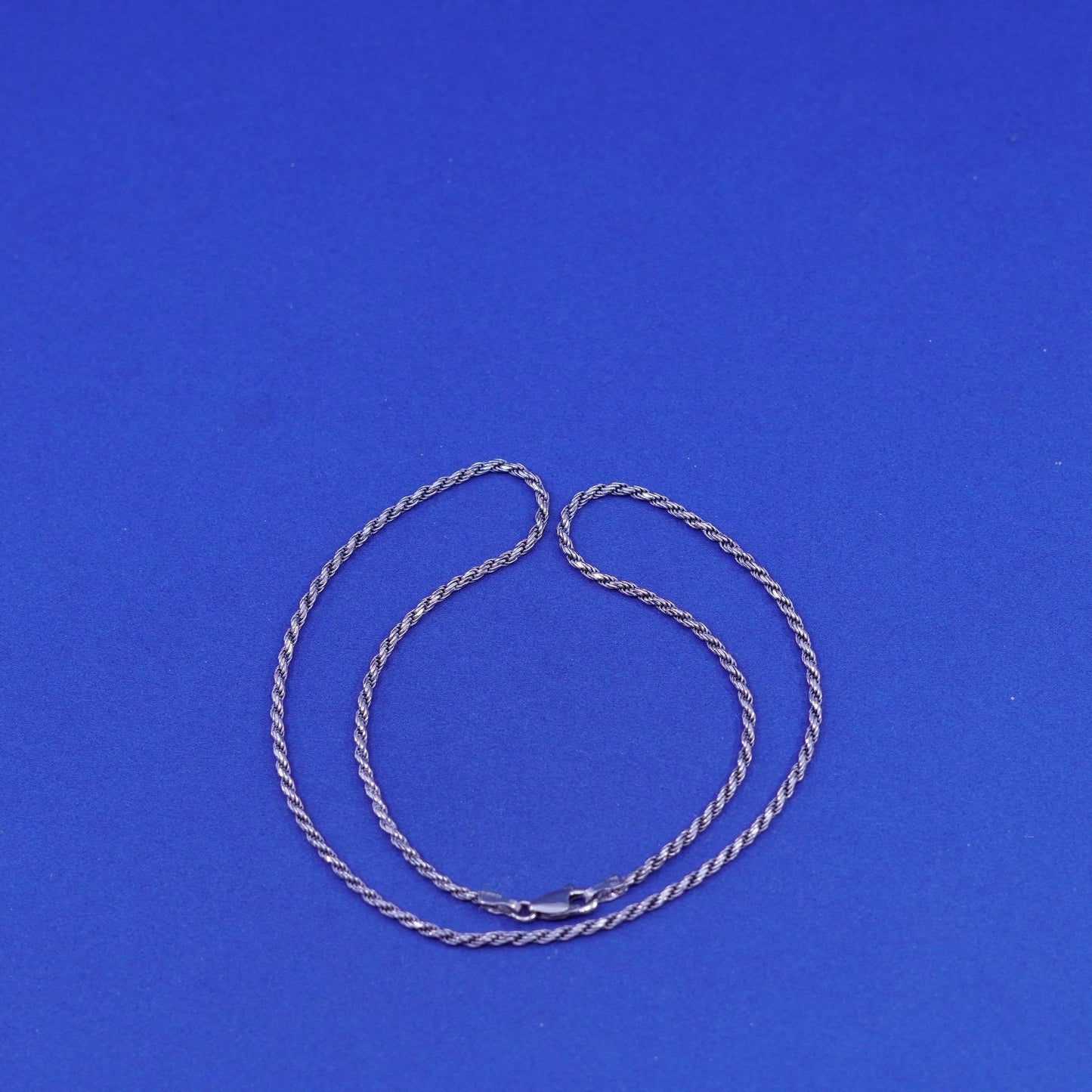16”, 2mm, vintage Sterling silver handmade necklace, 925 diamond rope chain