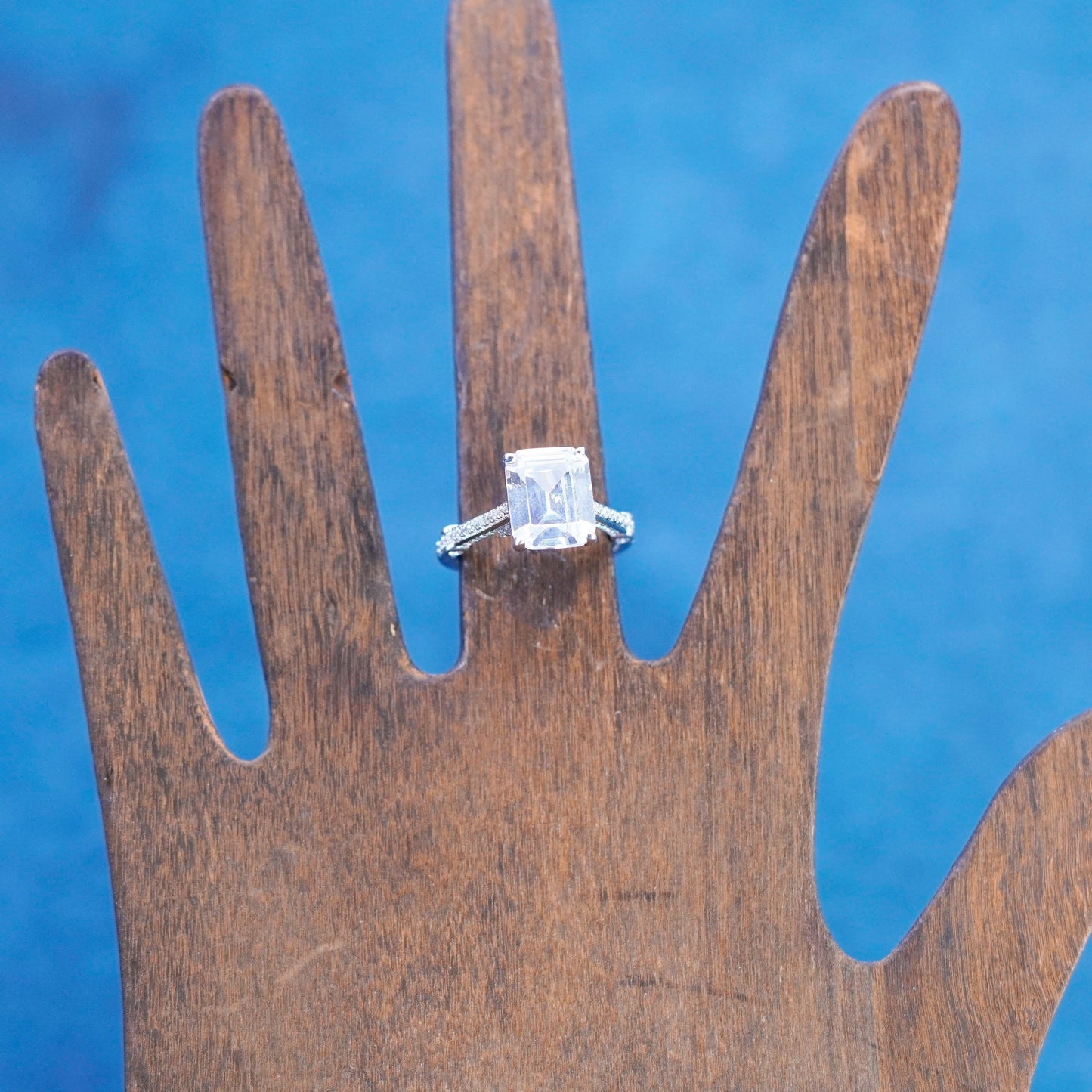 Size 6.25, vintage Sterling 925 silver engagement anniversary band ring with Cz