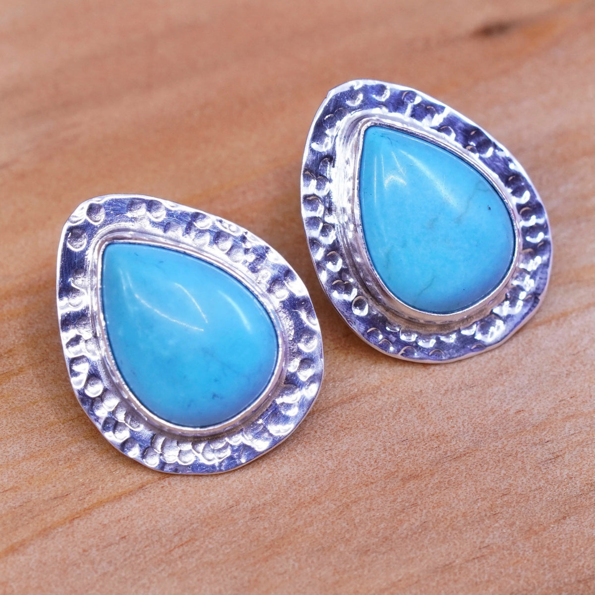 Sterling silver handmade earrings, southwestern 950 with turquoise studs