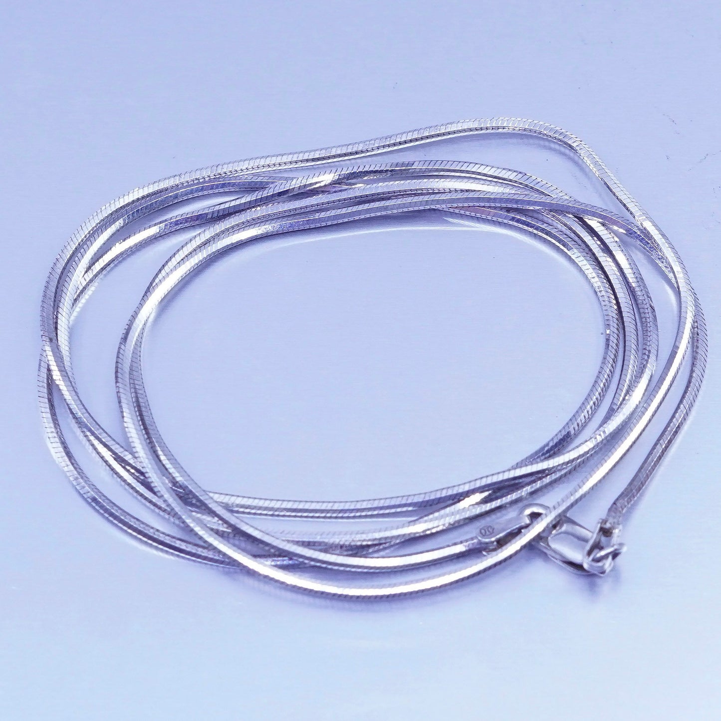 30” 1mm, vintage Italy Sterling 925 silver square snake chain necklace
