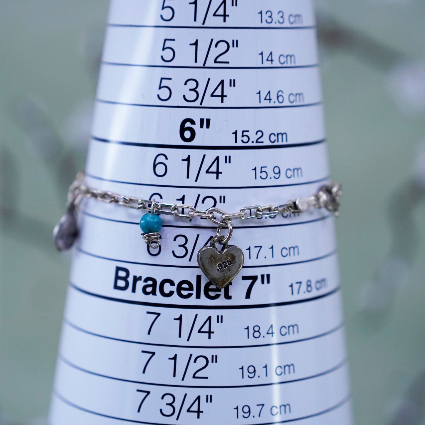 6.5”, sterling 925 silver circle charm bracelet friends balance love charm