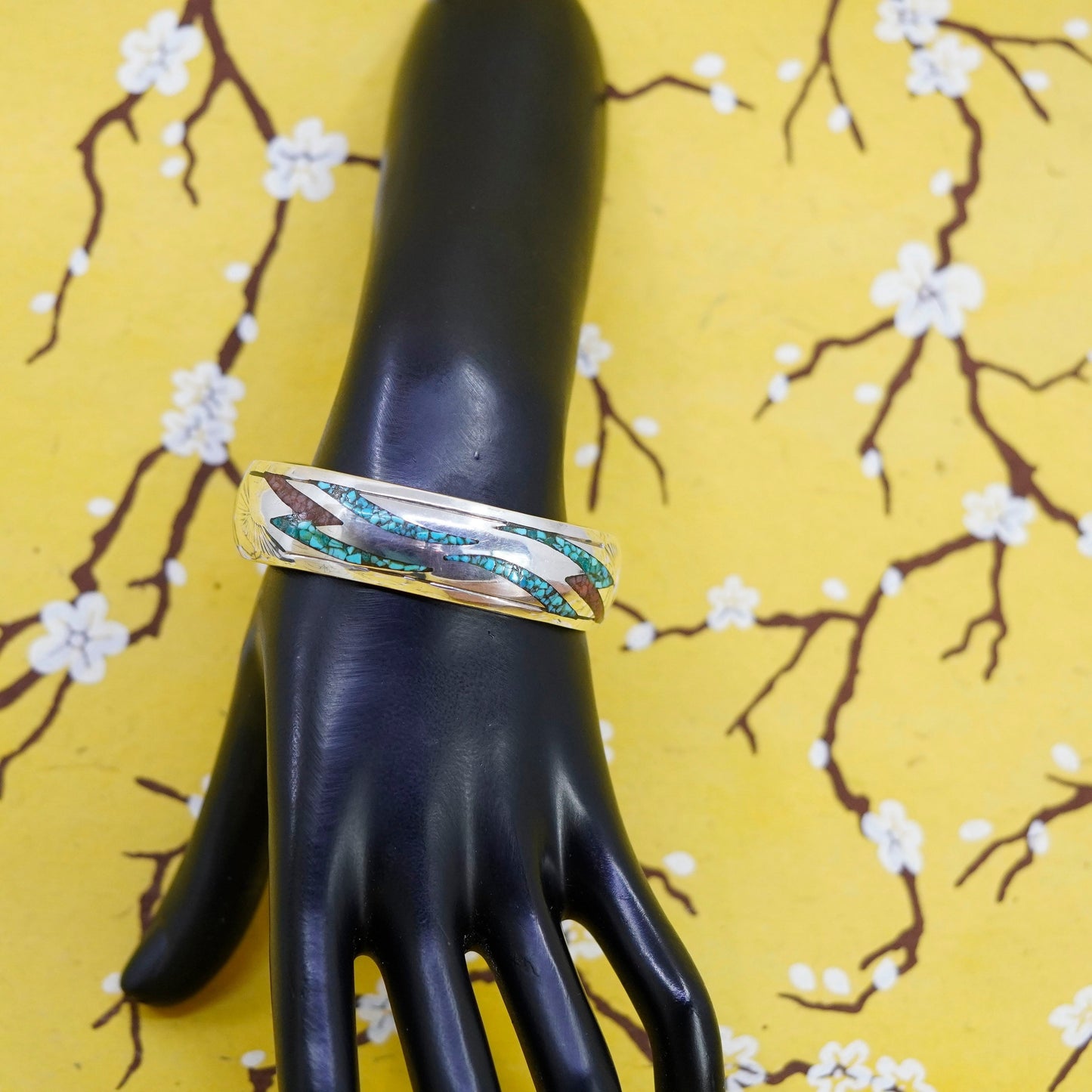 6.25”, Navajo Charlie John Sterling silver turquoise bracelet, Native American