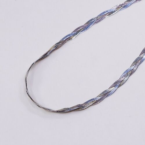 17” 5mm Italy 3 Strands Vermeil 925 Sterling Silver Braided Herringbone necklace