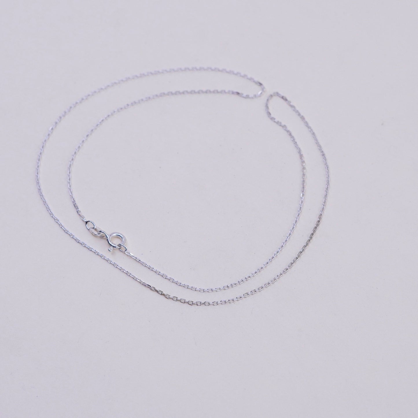 18”, 1mm, Vintage sterling silver circle chain, Italy 925 necklace