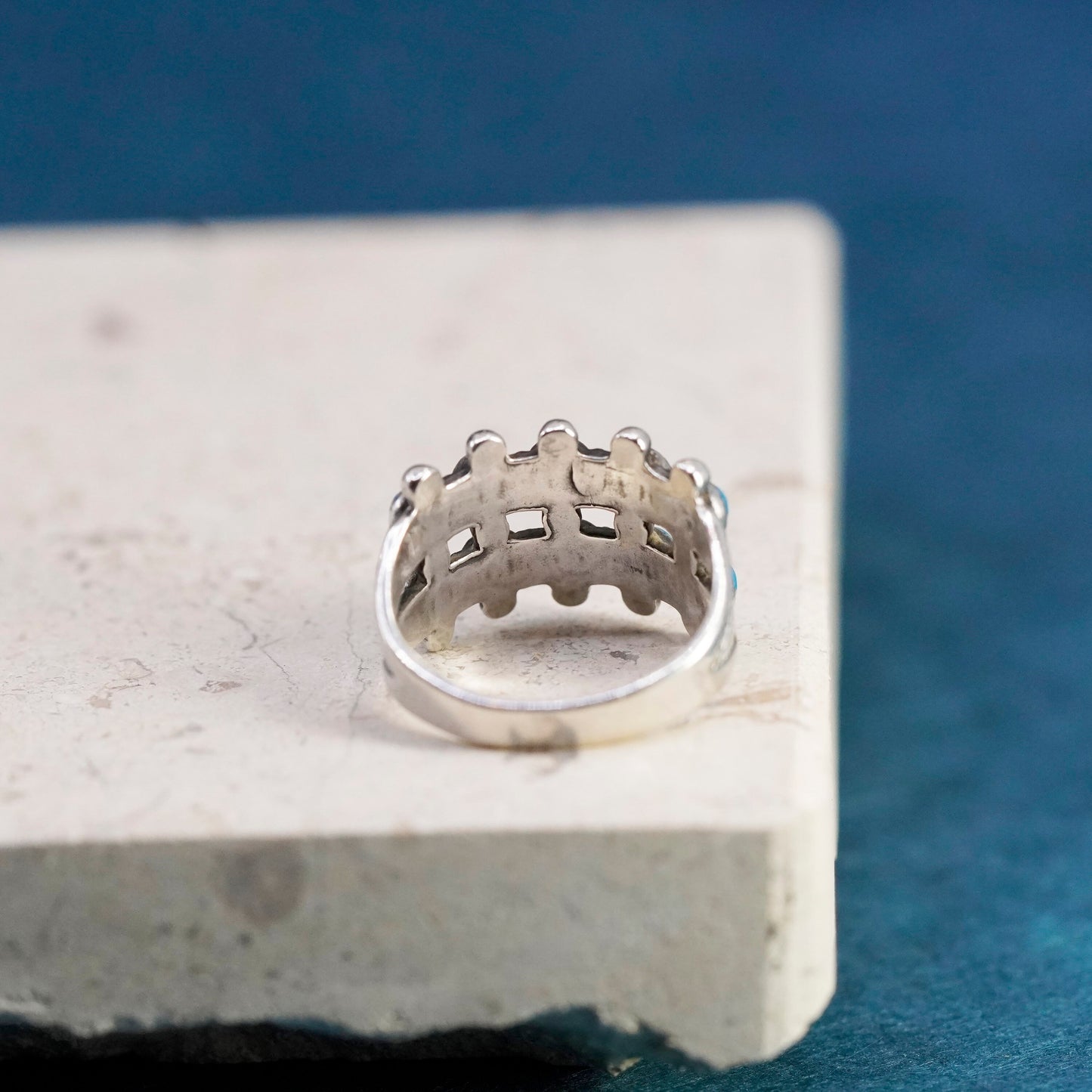 Size 7, bell trading post Sterling 925 silver turquoise ring, Native American,