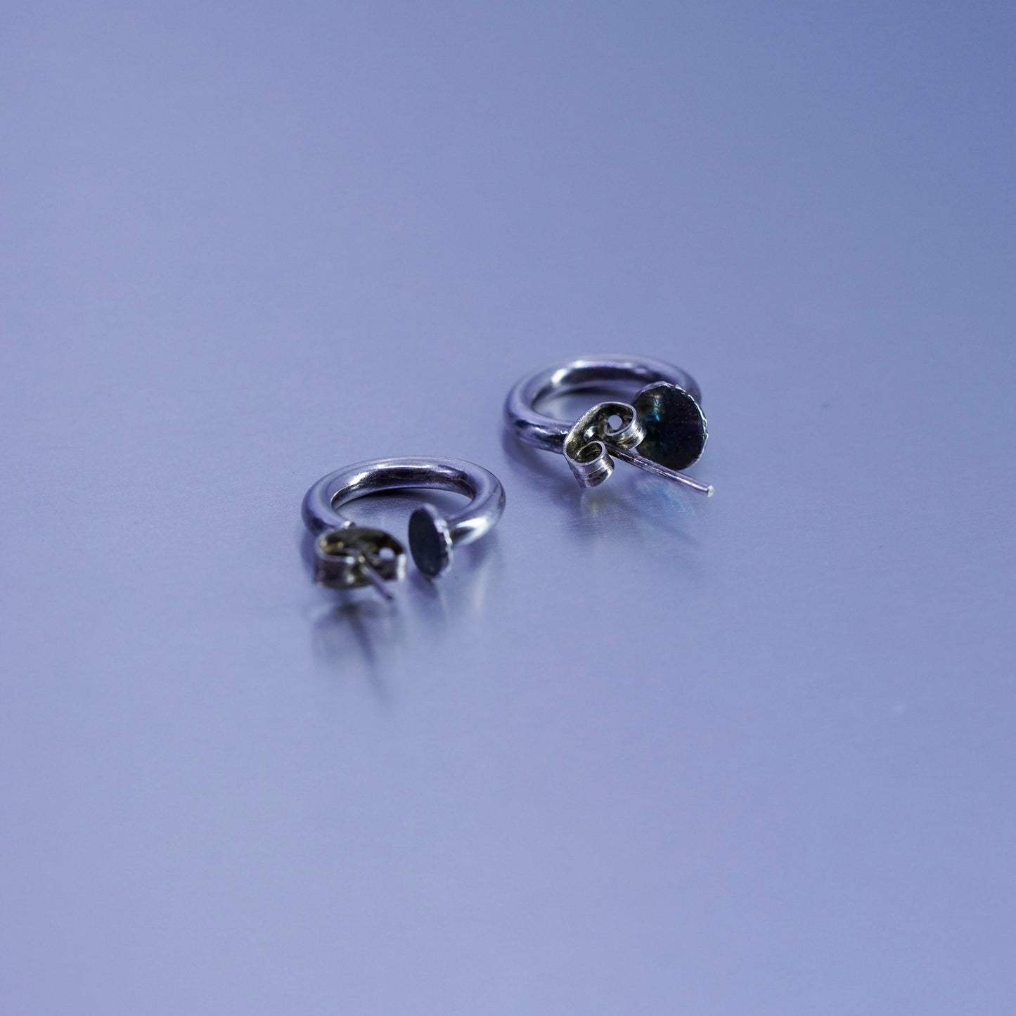 0.5”, vintage Sterling silver handmade earrings, 925 hoops