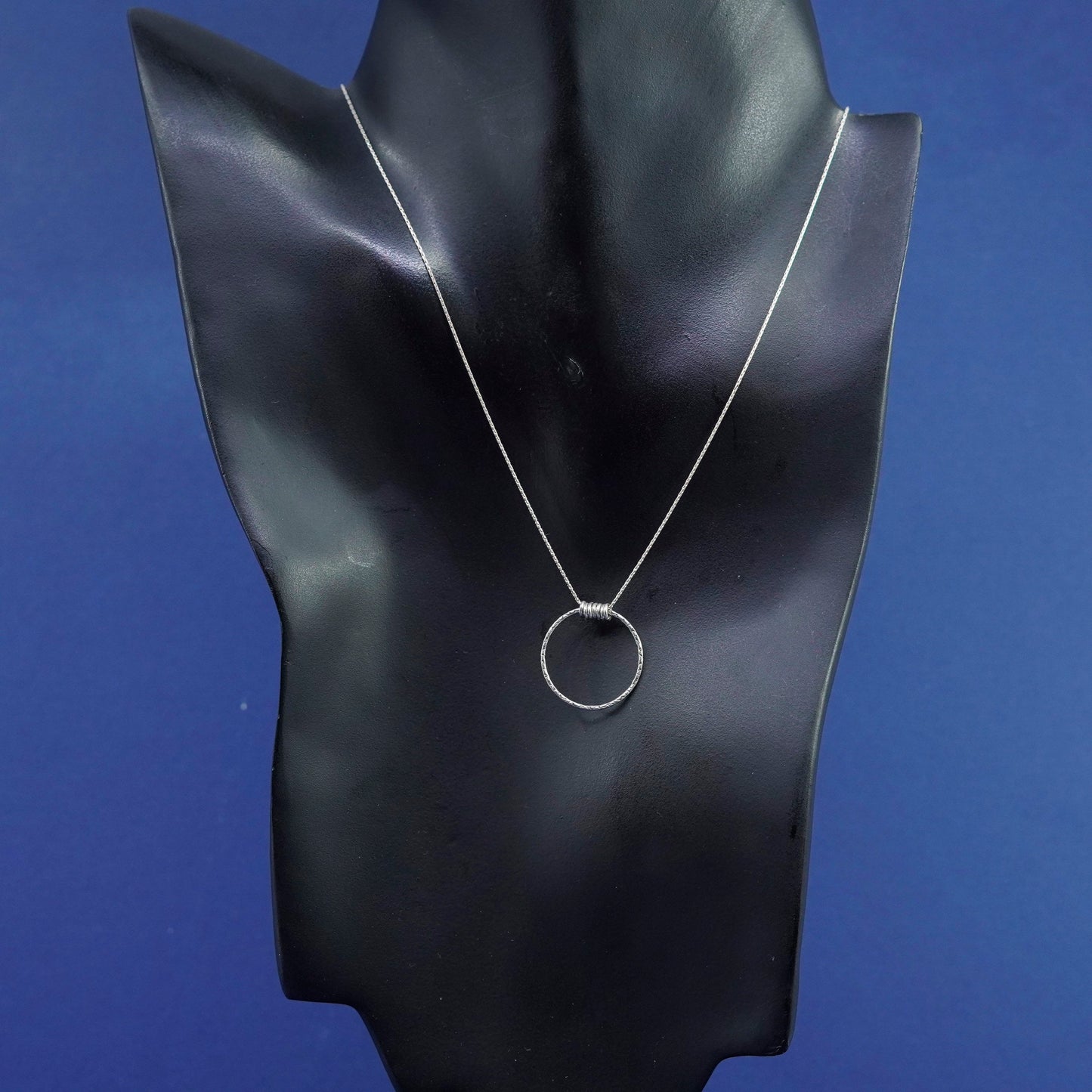 16”, vintage Sterling silver handmade necklace, 925 snake chain circle pendant