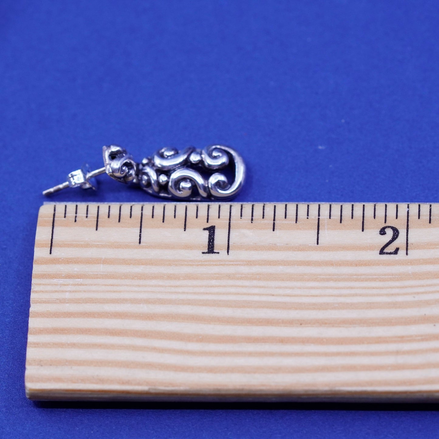 Vintage Sterling silver handmade earrings, 925 teardrop with filigree