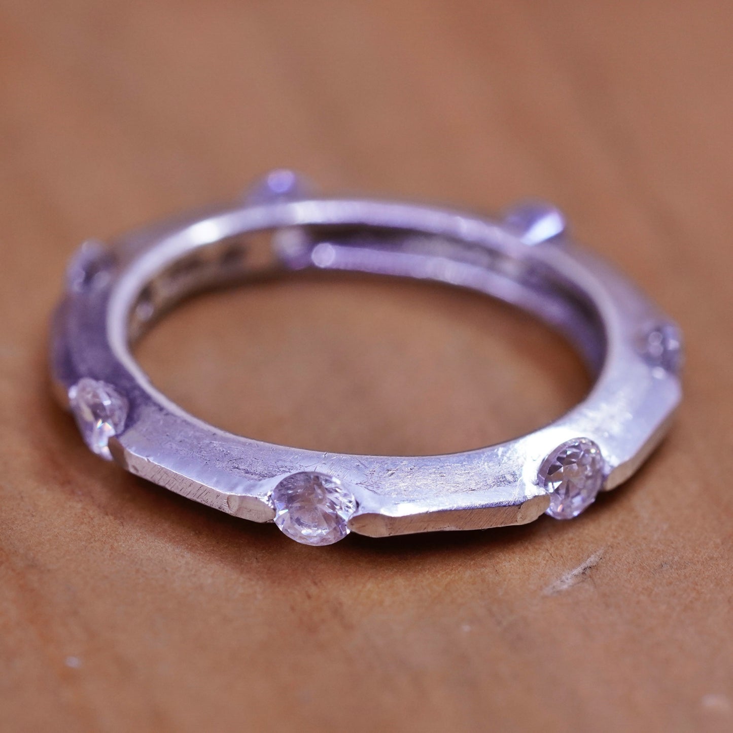 Size 6.5, vintage Sterling silver ring, 925 band with cz