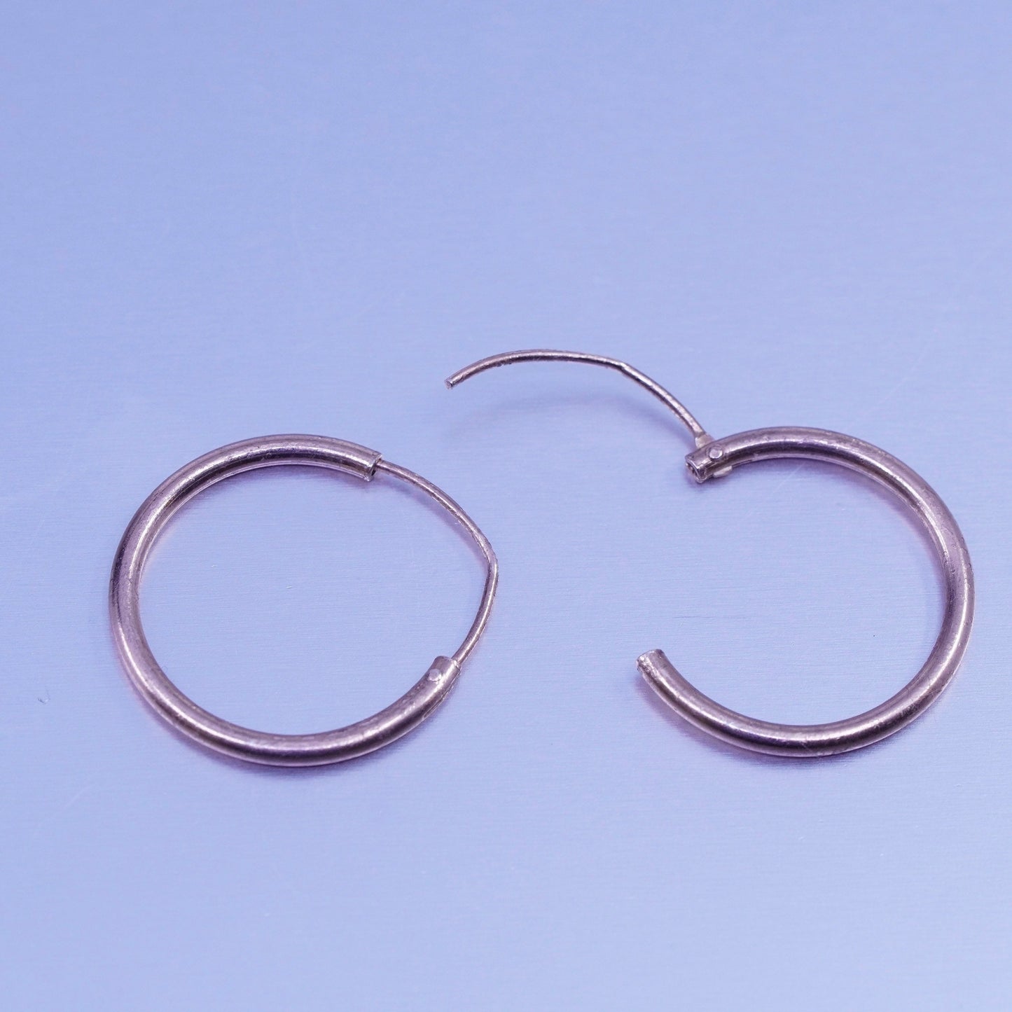 0.5”, vintage Sterling silver handmade earrings, 925 bamboo textured hoops