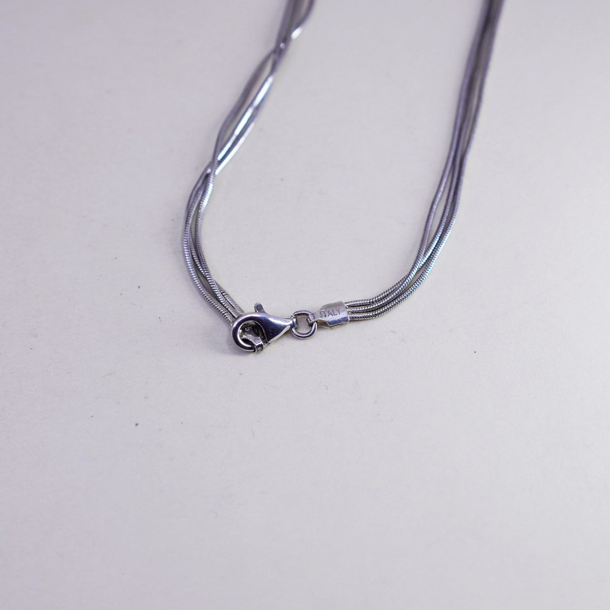 16”, Italy Sterling 925 Silver multi snake Chain Necklace with bead pendant
