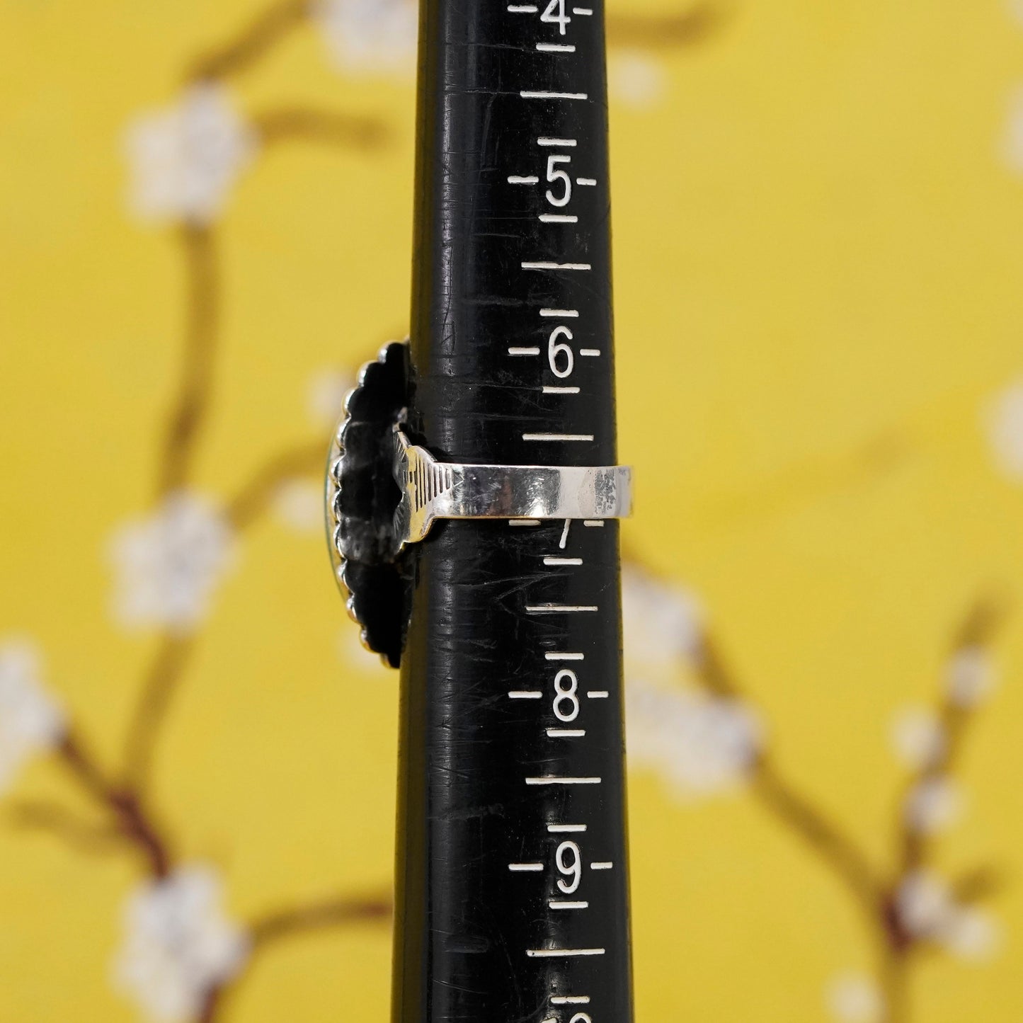 Size 7, vintage Sterling 925 silver handmade ring with turquoise and beads