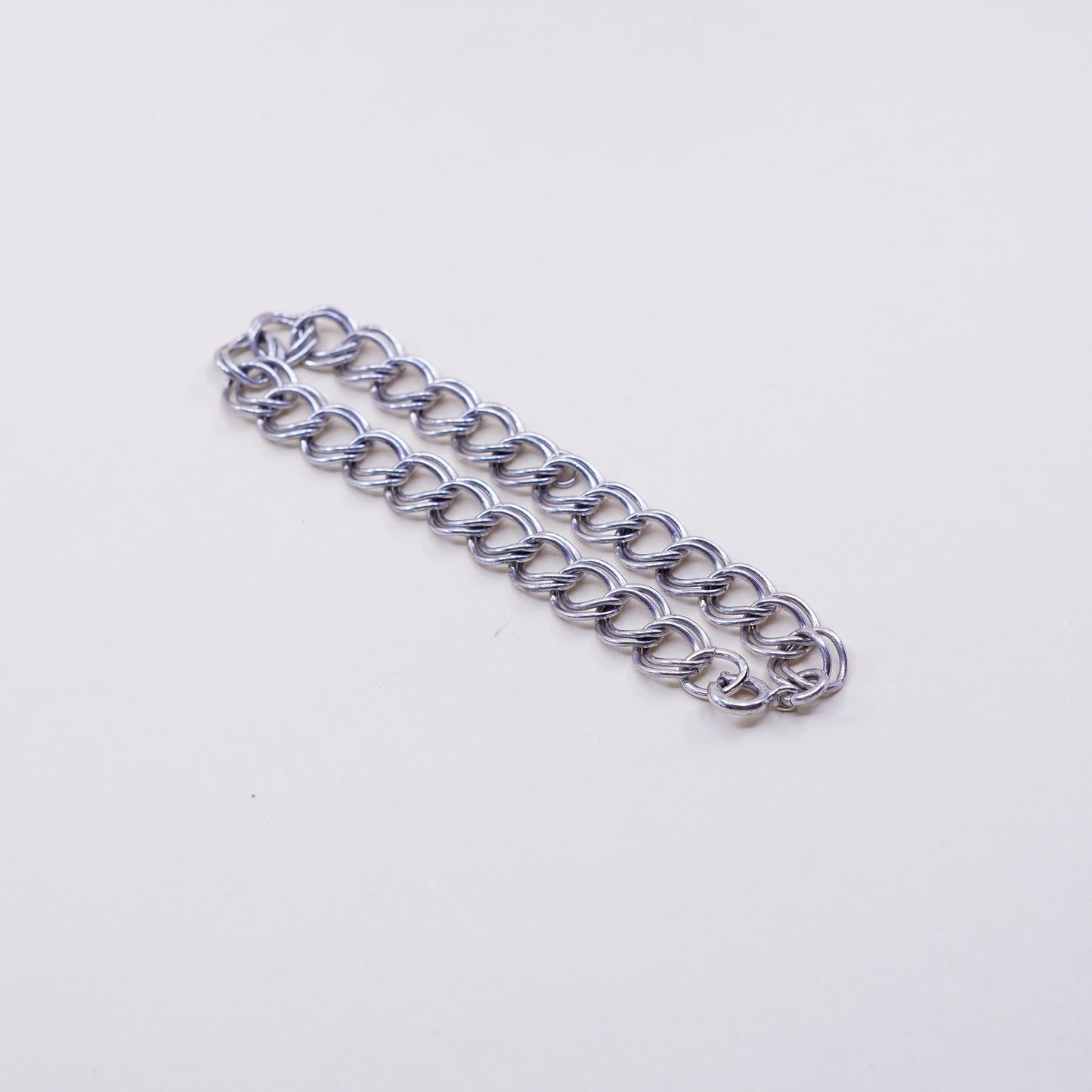 6.75”, 8mm, Vintage sterling silver bracelet, 925 double curb chain