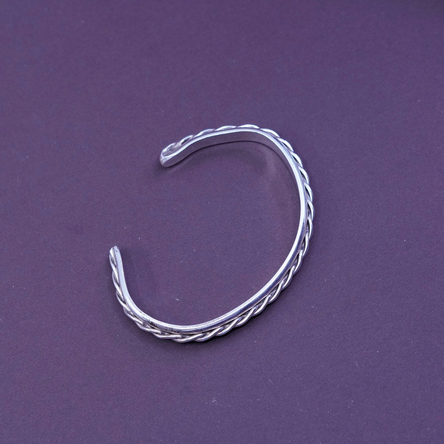 7”, Sterling silver handmade bracelet, southwestern 925 cuff with cable rope