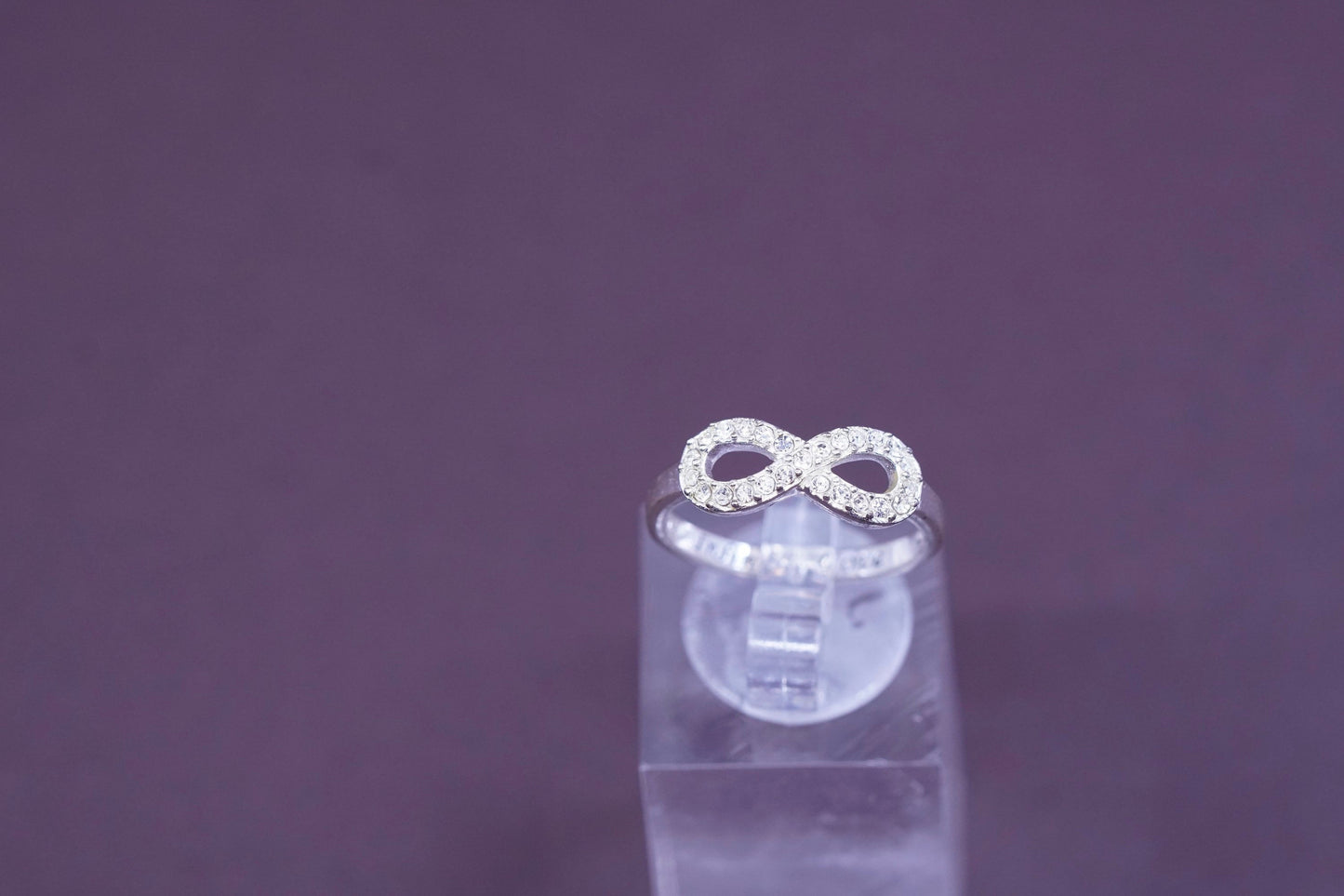 sz 7, Sterling silver handmade ring with Cz, 925 infinity band “infinite love"