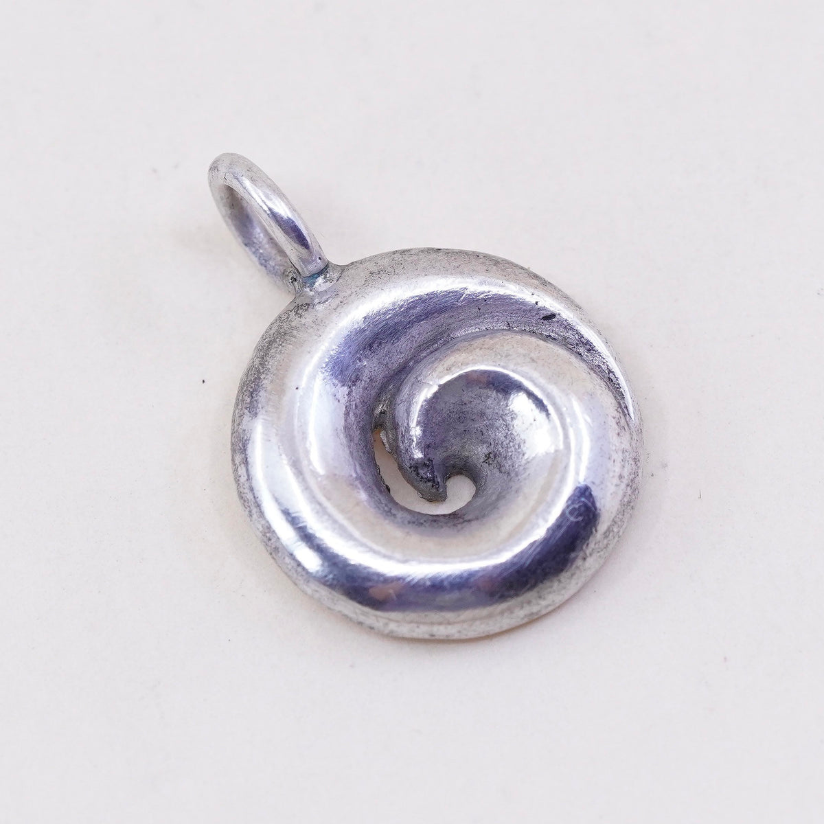 Vintage sterling silver handmade pendant, 925 swirl