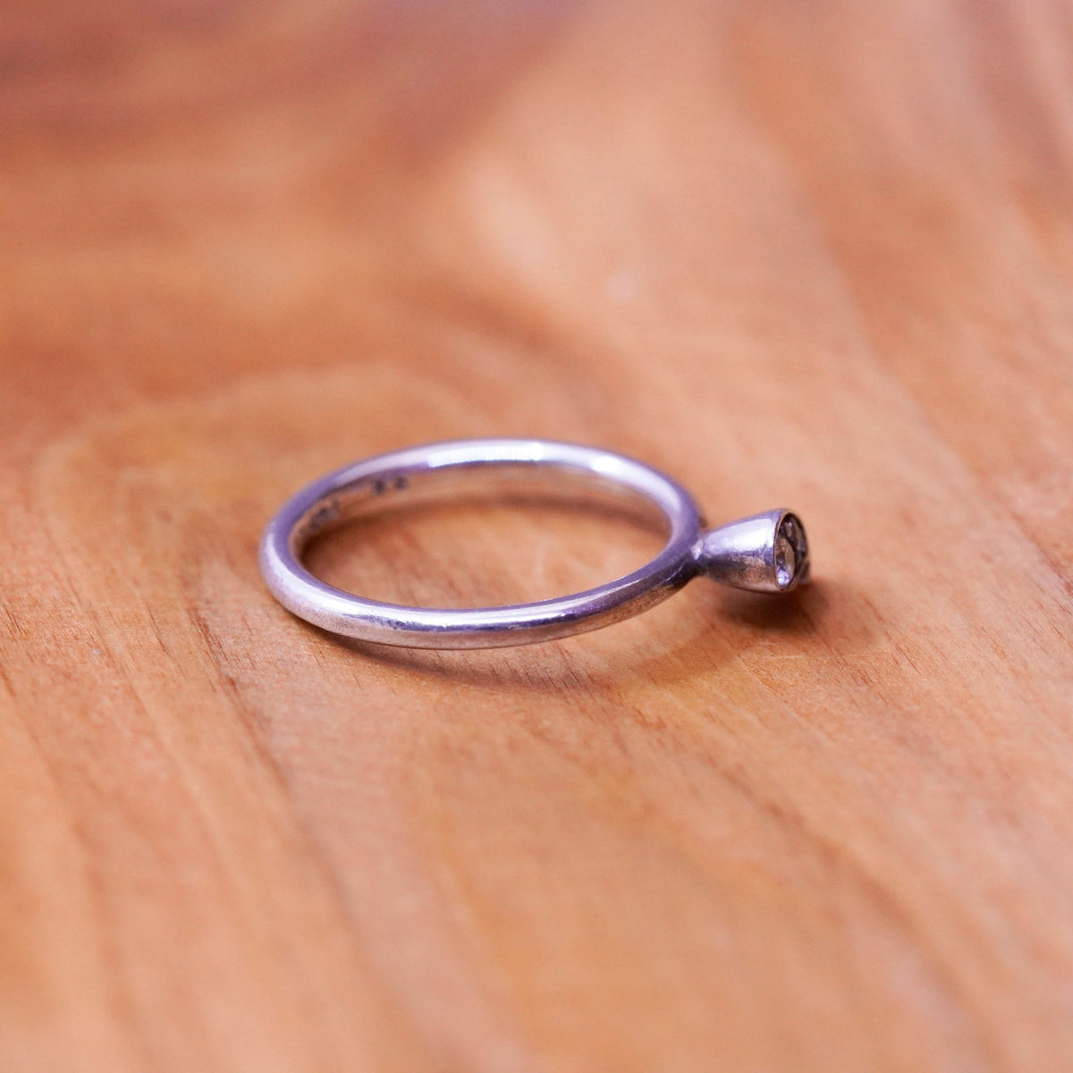 Size 5.75, vintage Sterling silver handmade ring, 925 band with teardrop and cz
