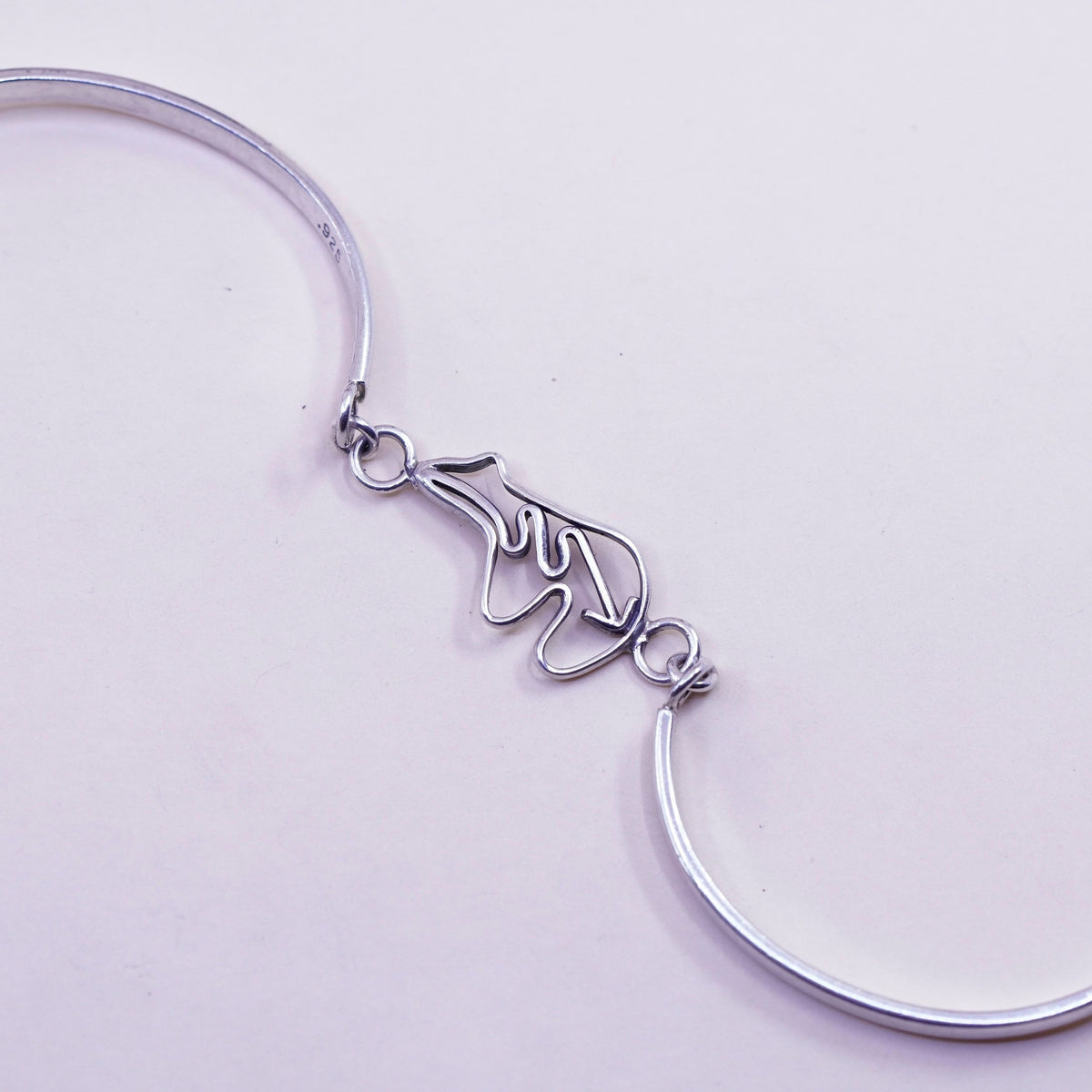 6.5”, southwestern sterling 925 silver handmade bracelet, bangle polar bear