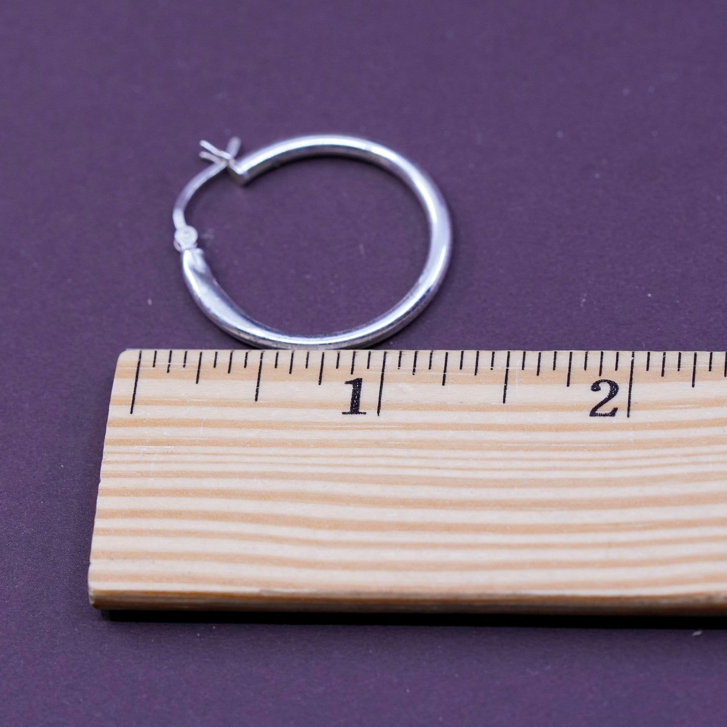 1”, Vintage Sterling silver handmade earrings, 925 silver hoops