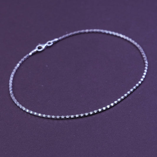 10”, Vintage milor sterling silver handmade anklet, 925 popcorn chain