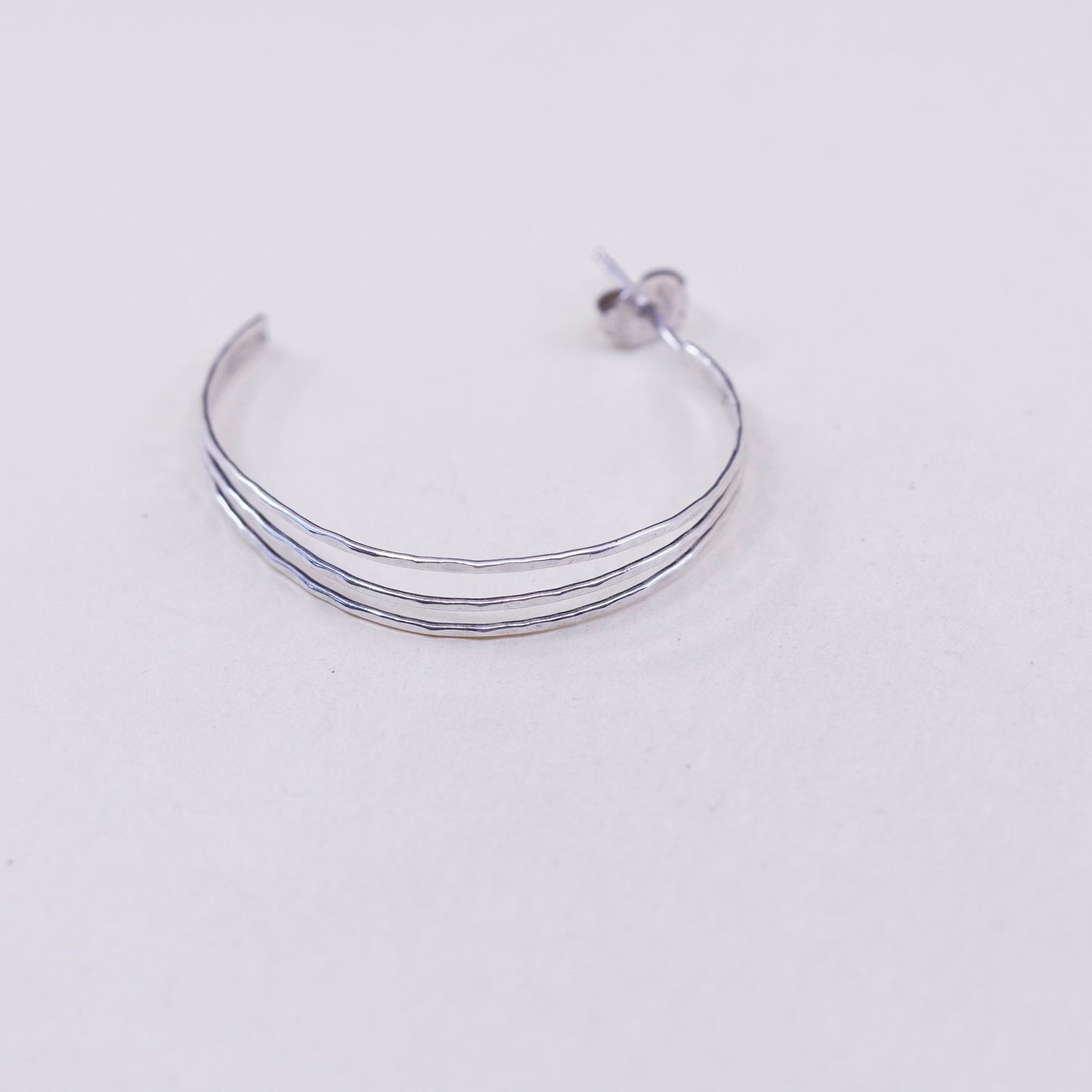 1”, Vintage sterling silver loop earrings, fashion minimalist primitive hoops